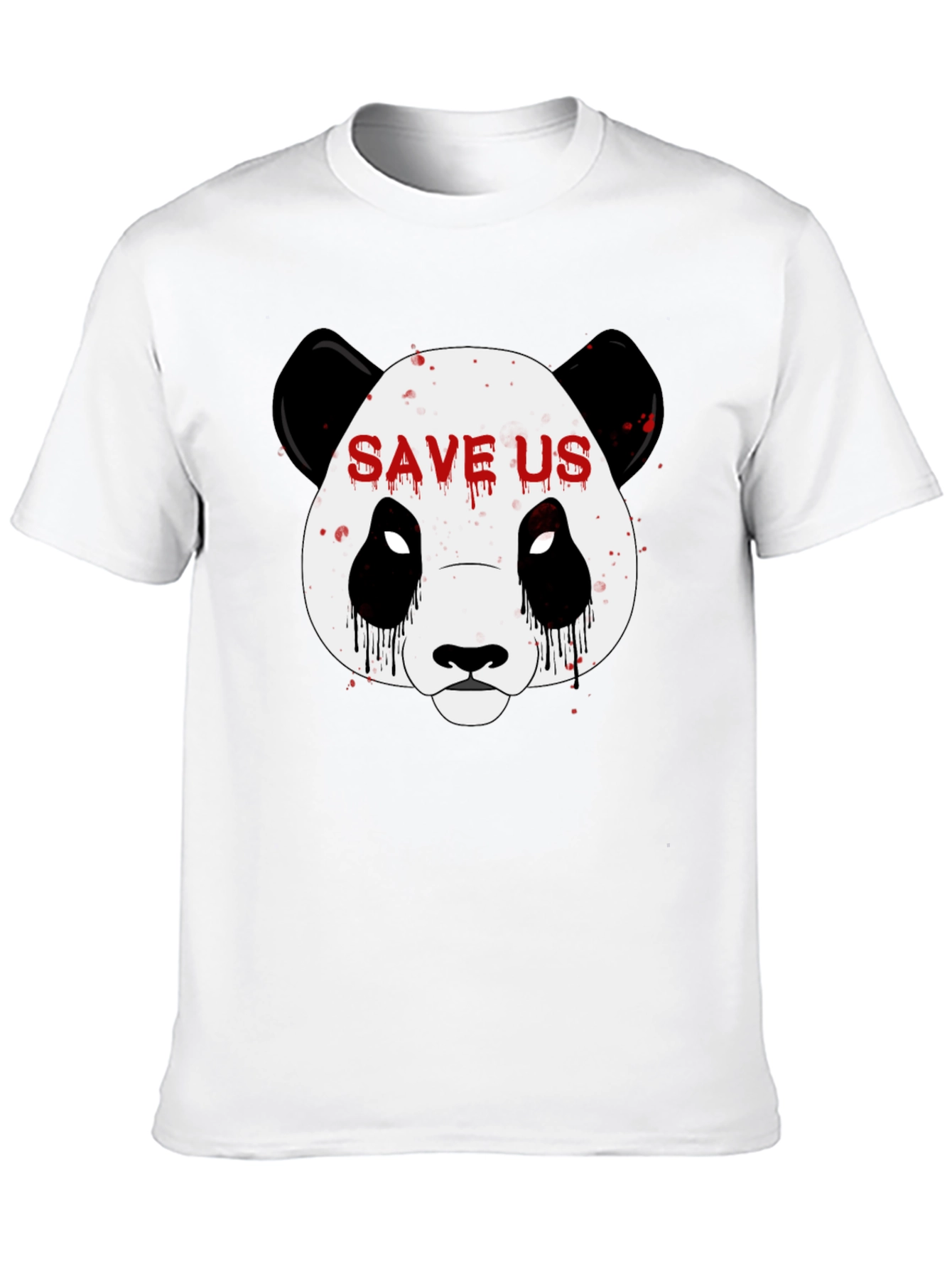 Black Save Us Panda Graphic Print Black T-Shirt view 10