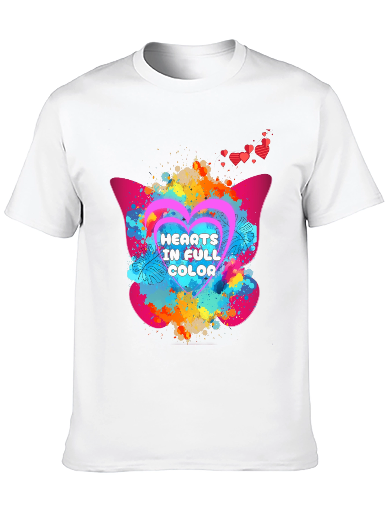 Black Hearts in Full Color Graphic T-Shirt view 10