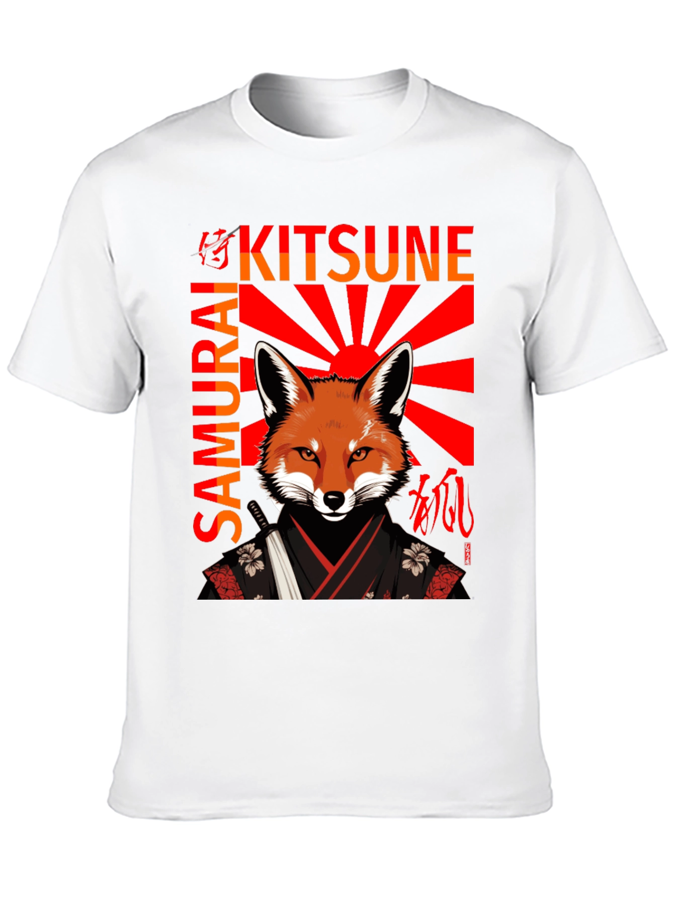 Black Samurai Kitsune T-Shirt Japanese Fox Warrior Design view 10
