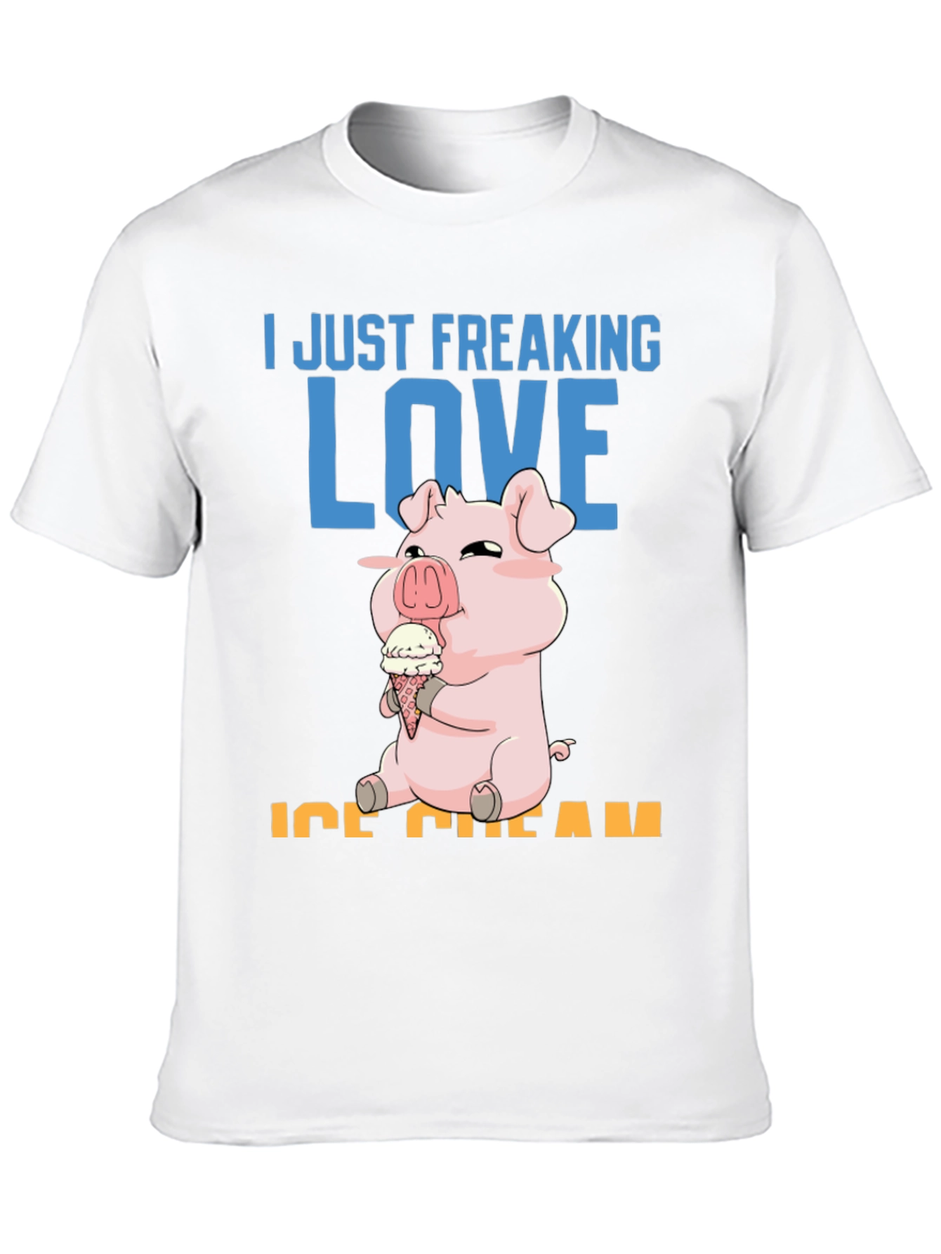 Black I Just Freaking Love Ice Cream Pig T-Shirt view 10