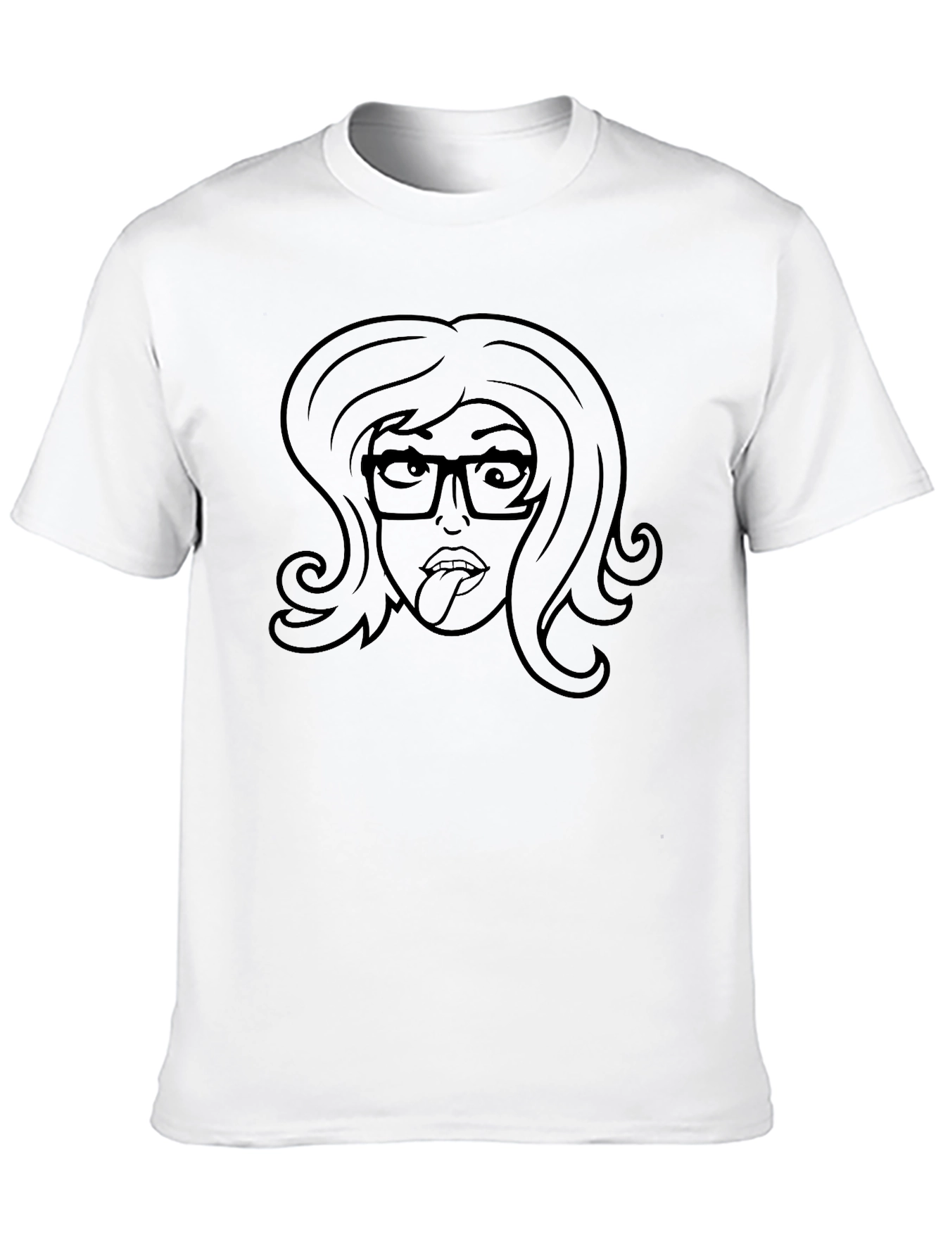 Black Funny Girl Face Graphic Tee - Black Unisex T-Shirt view 10