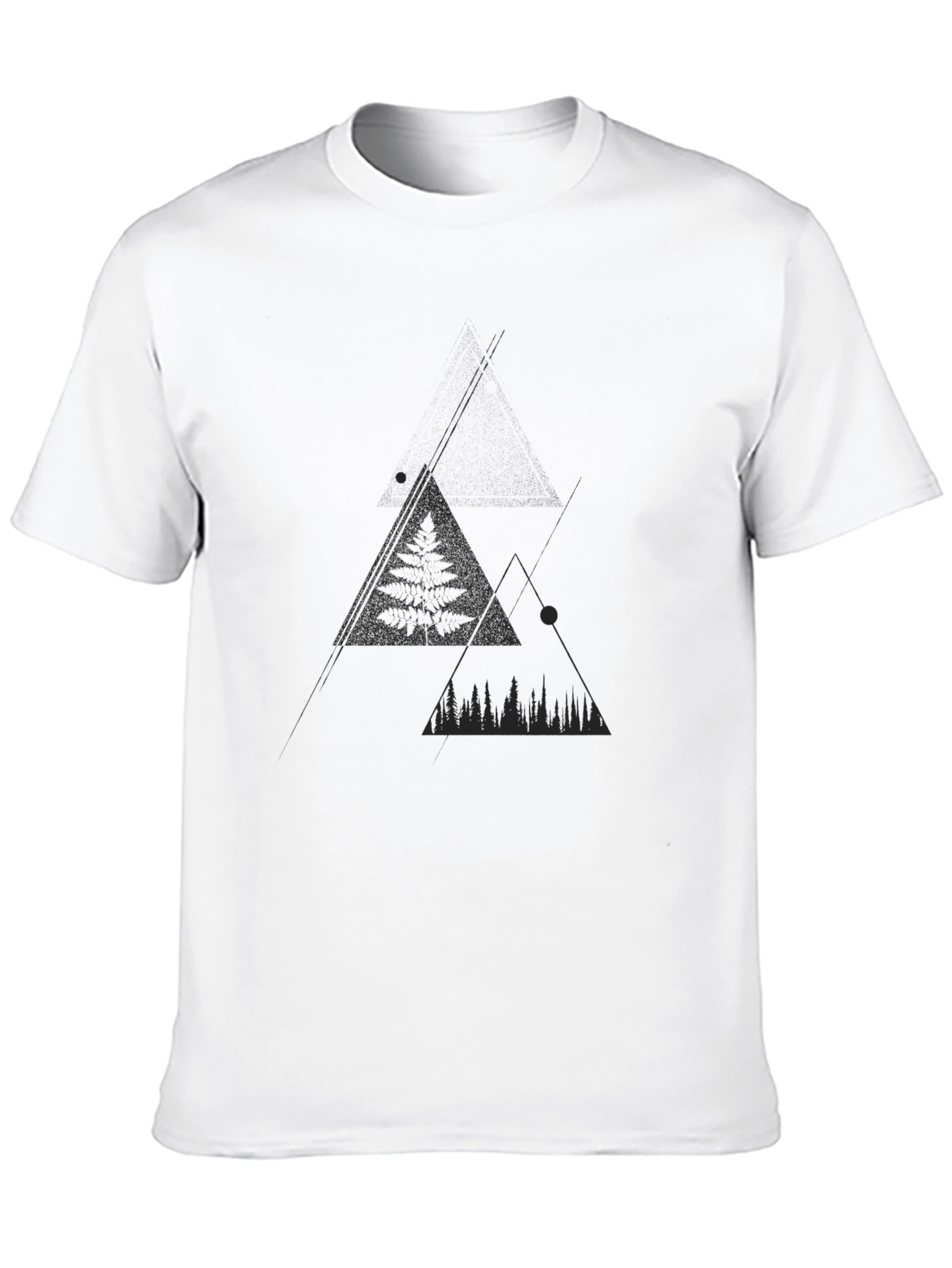 Black Abstract Mountain Scene Black Graphic Tee view 10