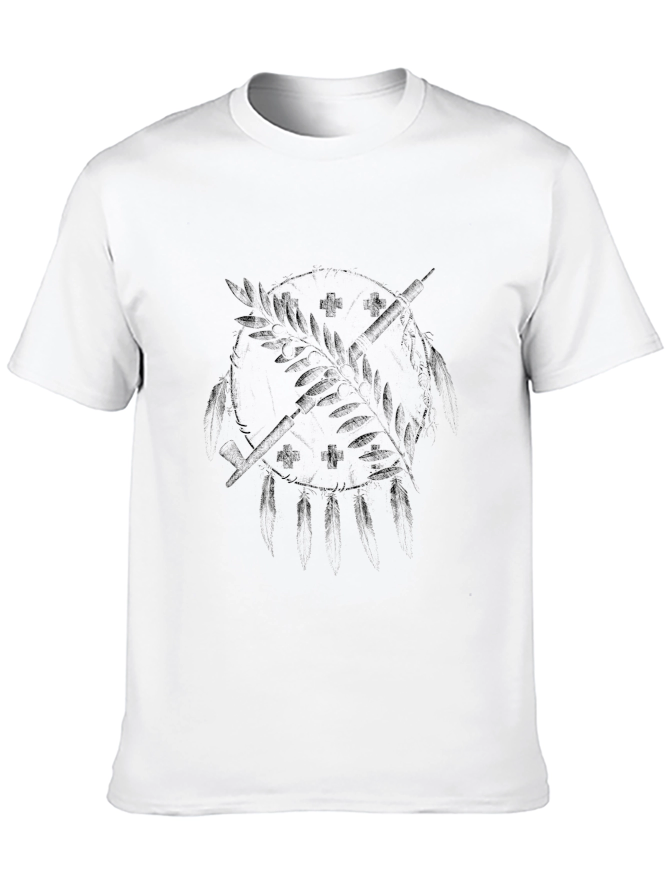 Black Men's Black Graphic Tee - Dreamcatcher Design view 10