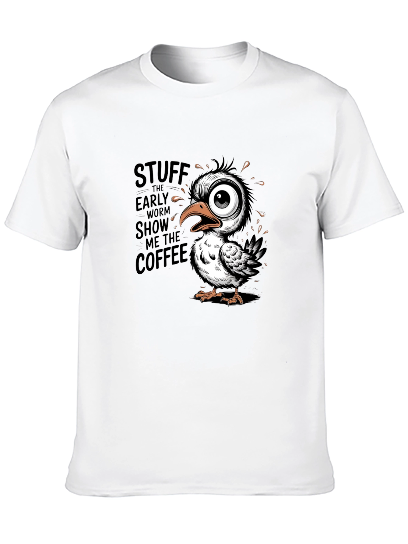 Black Funny Coffee Bird Graphic Black T-Shirt view 10