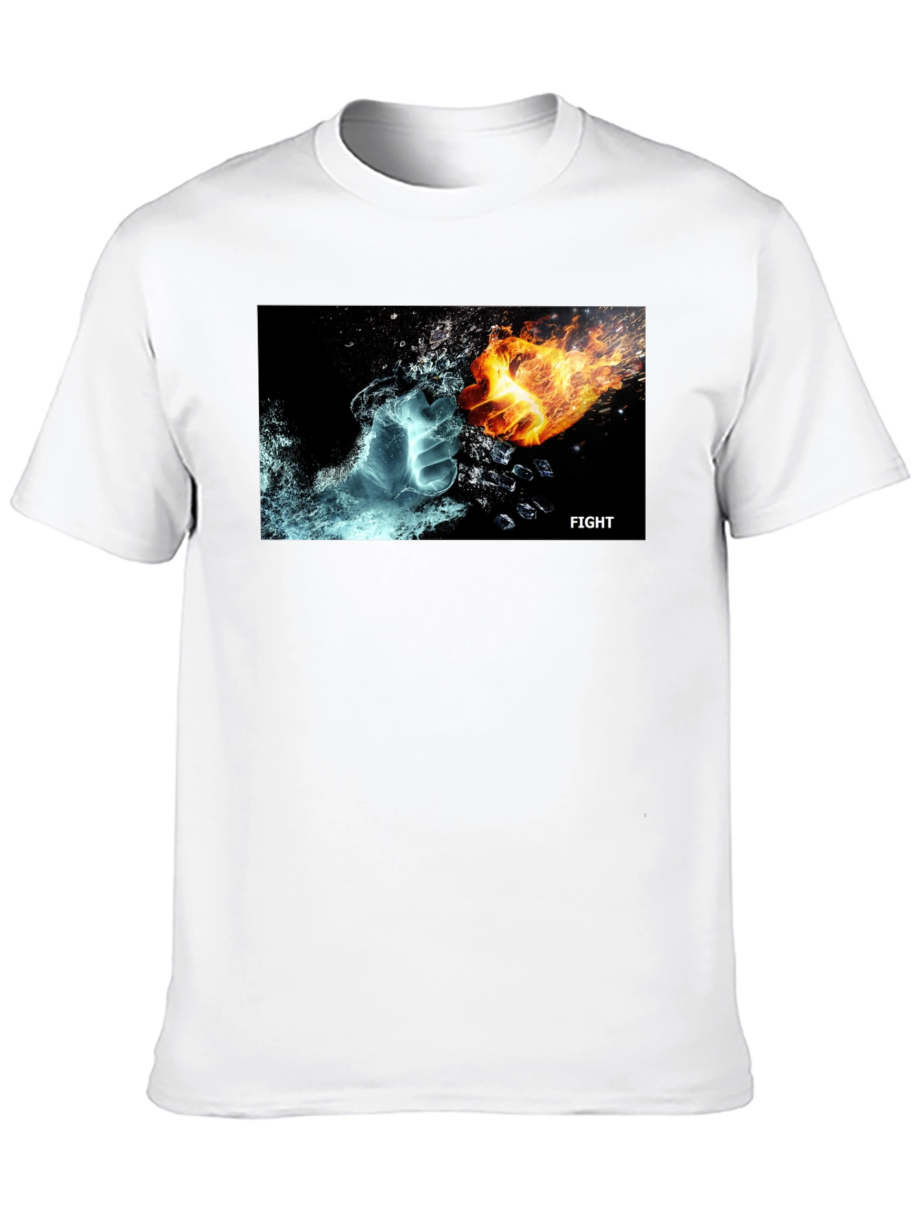 Black Fire & Ice Fight T-Shirt - Cool Graphic Tee view 10