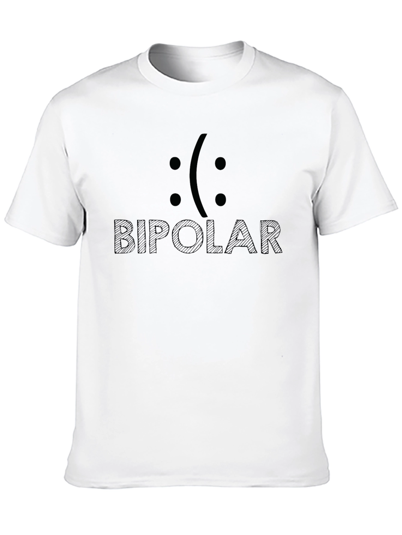 Black Bipolar Smiley Face Graphic T-Shirt - Unisex Casual Tee view 10