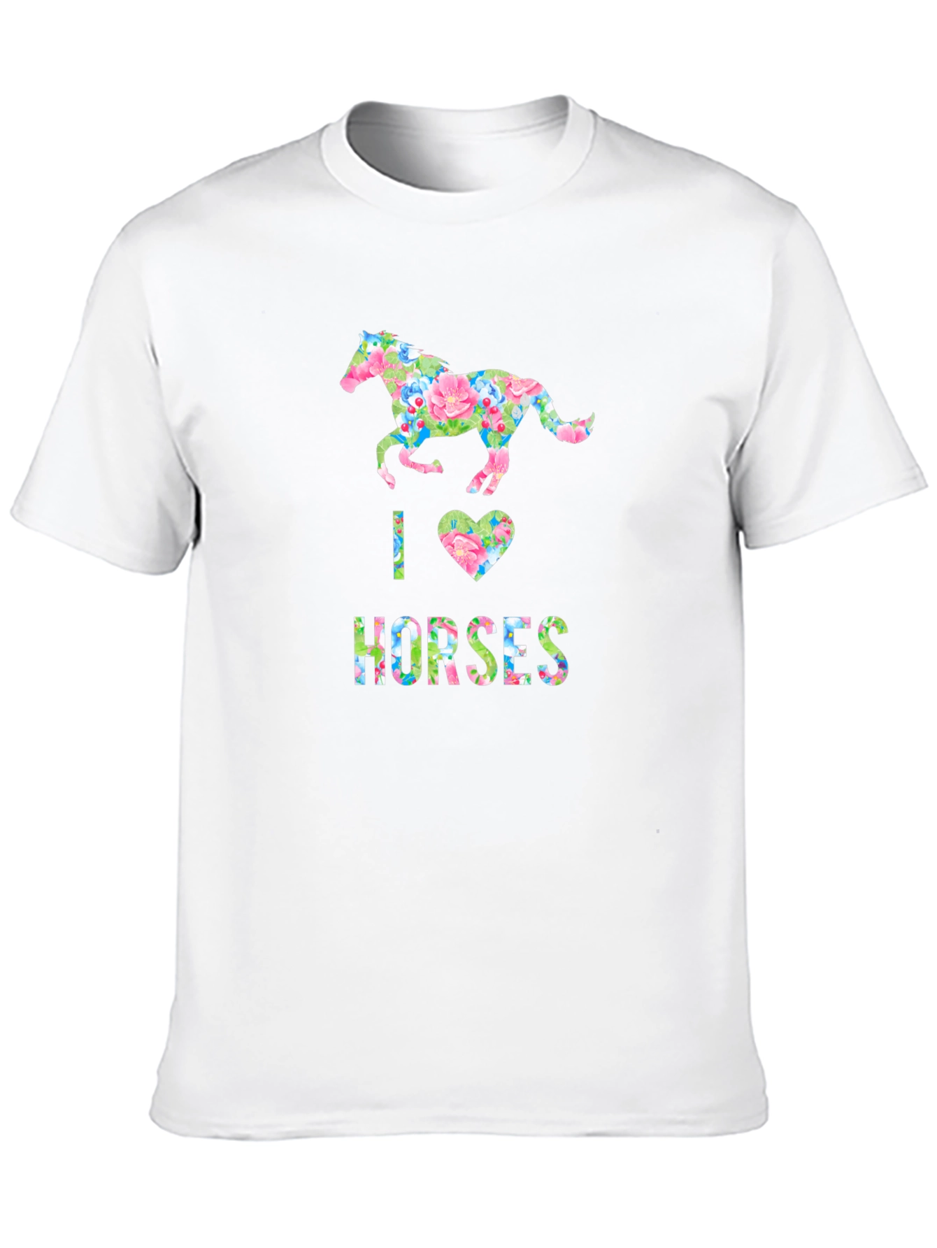 Black I Love Horses Floral Print T-Shirt view 10