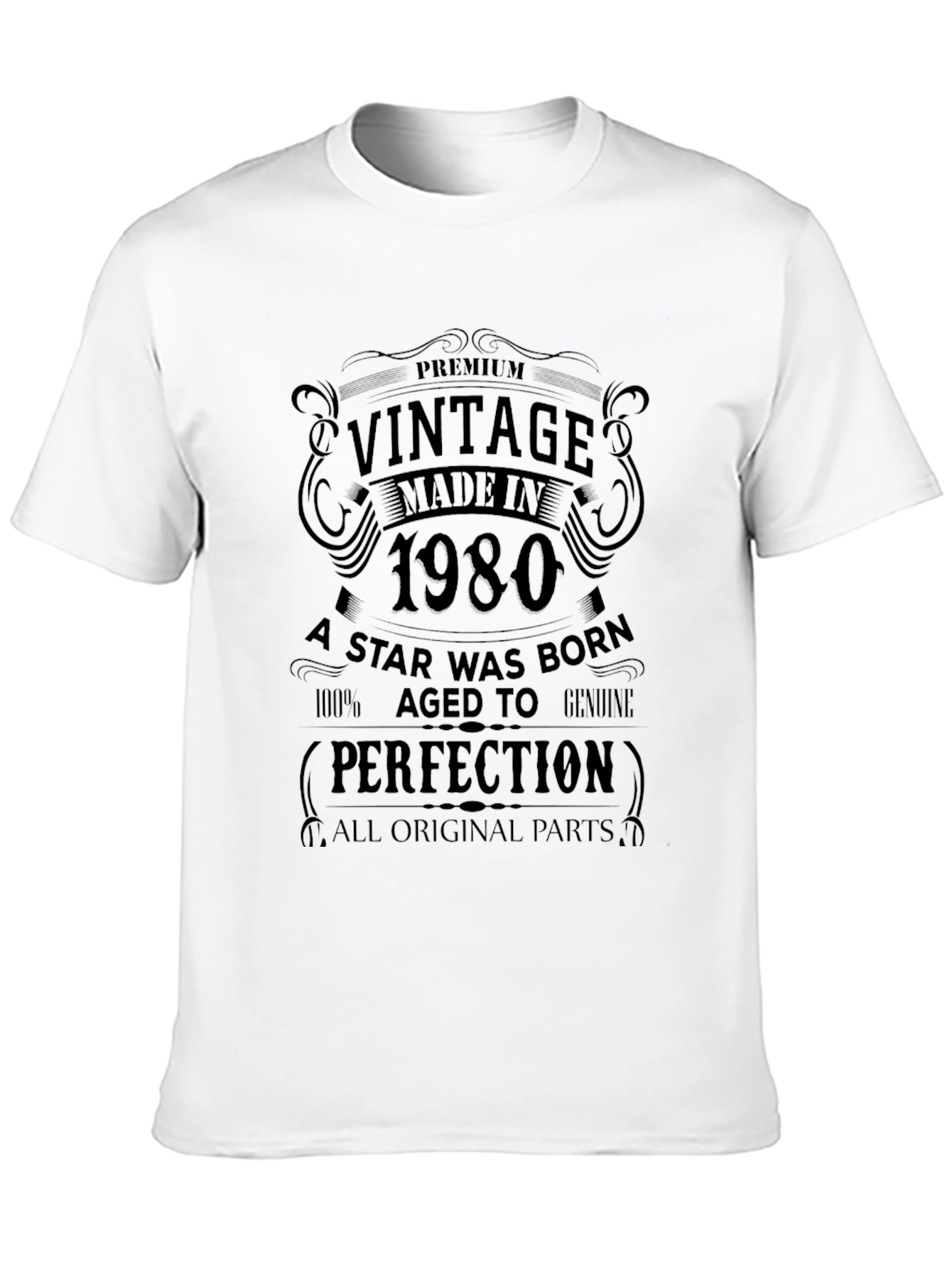 Black Vintage 1980 Made T-Shirt - Birthday Gift Tee view 10