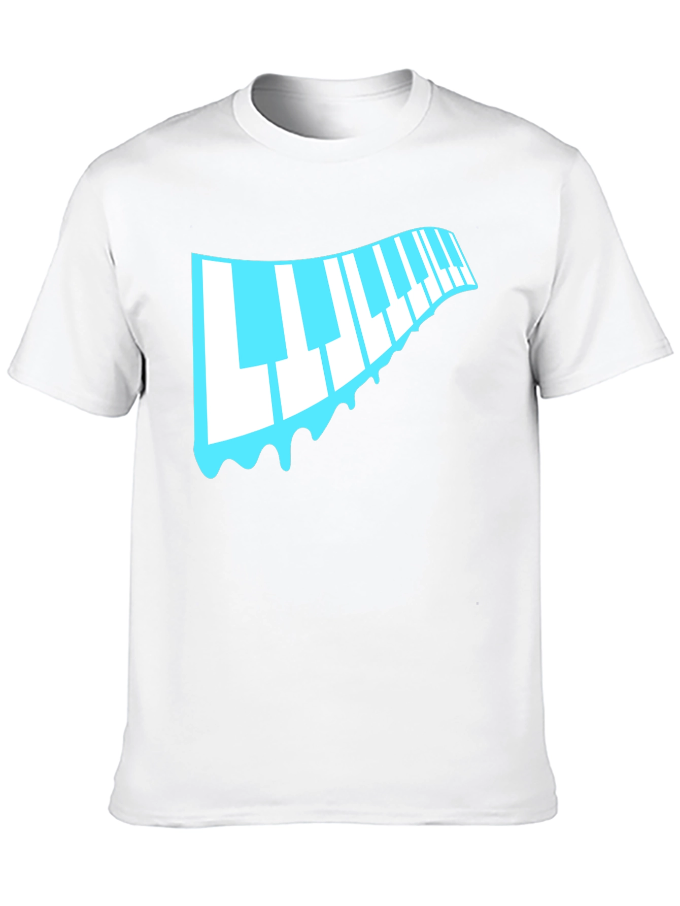 Black Cool Piano Keys Drip Graphic Black T-Shirt view 10