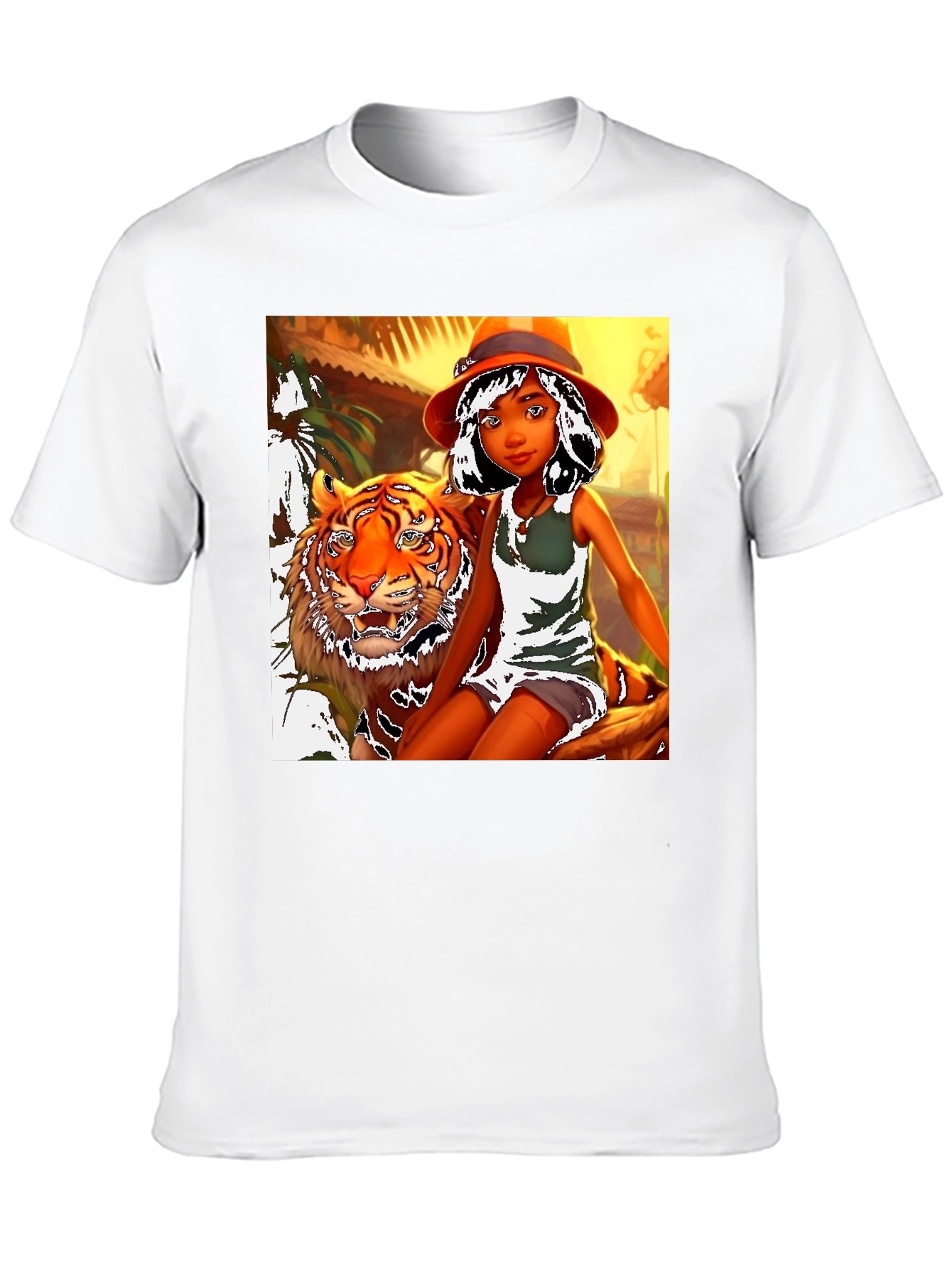 Black Jungle Girl & Tiger Graphic Tee view 10