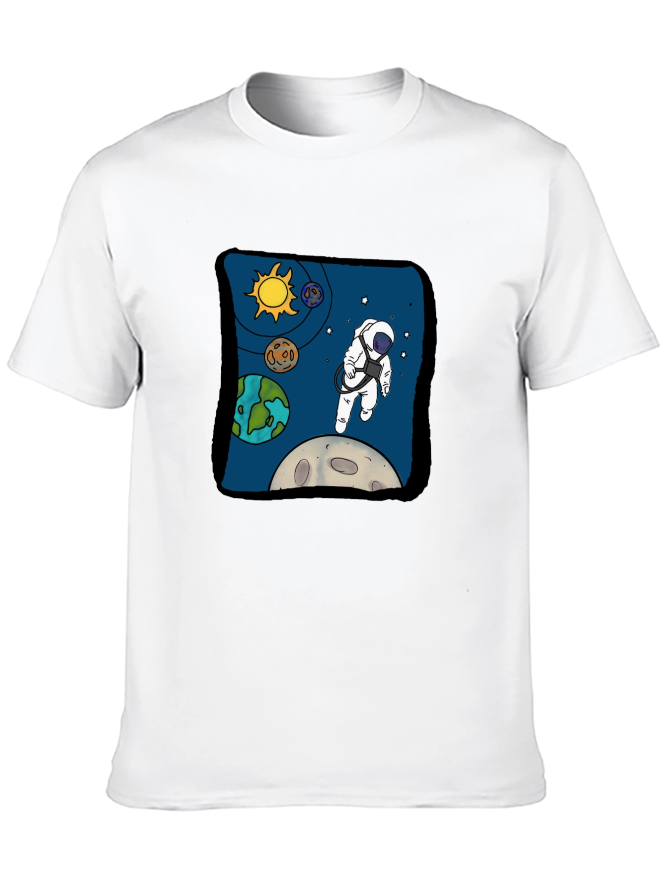 Black Astronaut in Space Graphic Tee - Cool Black T-Shirt view 10