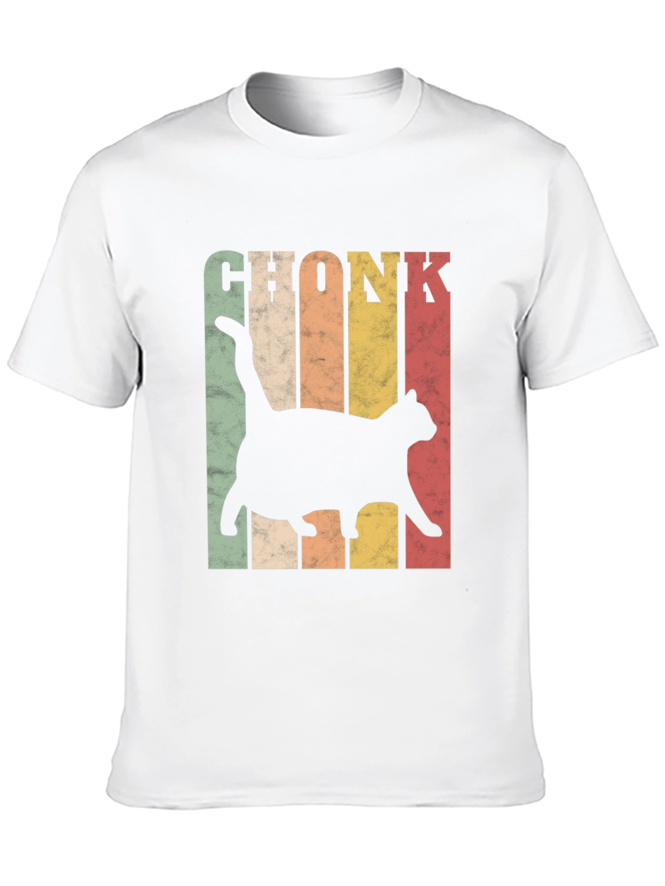 Black Chonk Cat Retro Style T-Shirt view 10