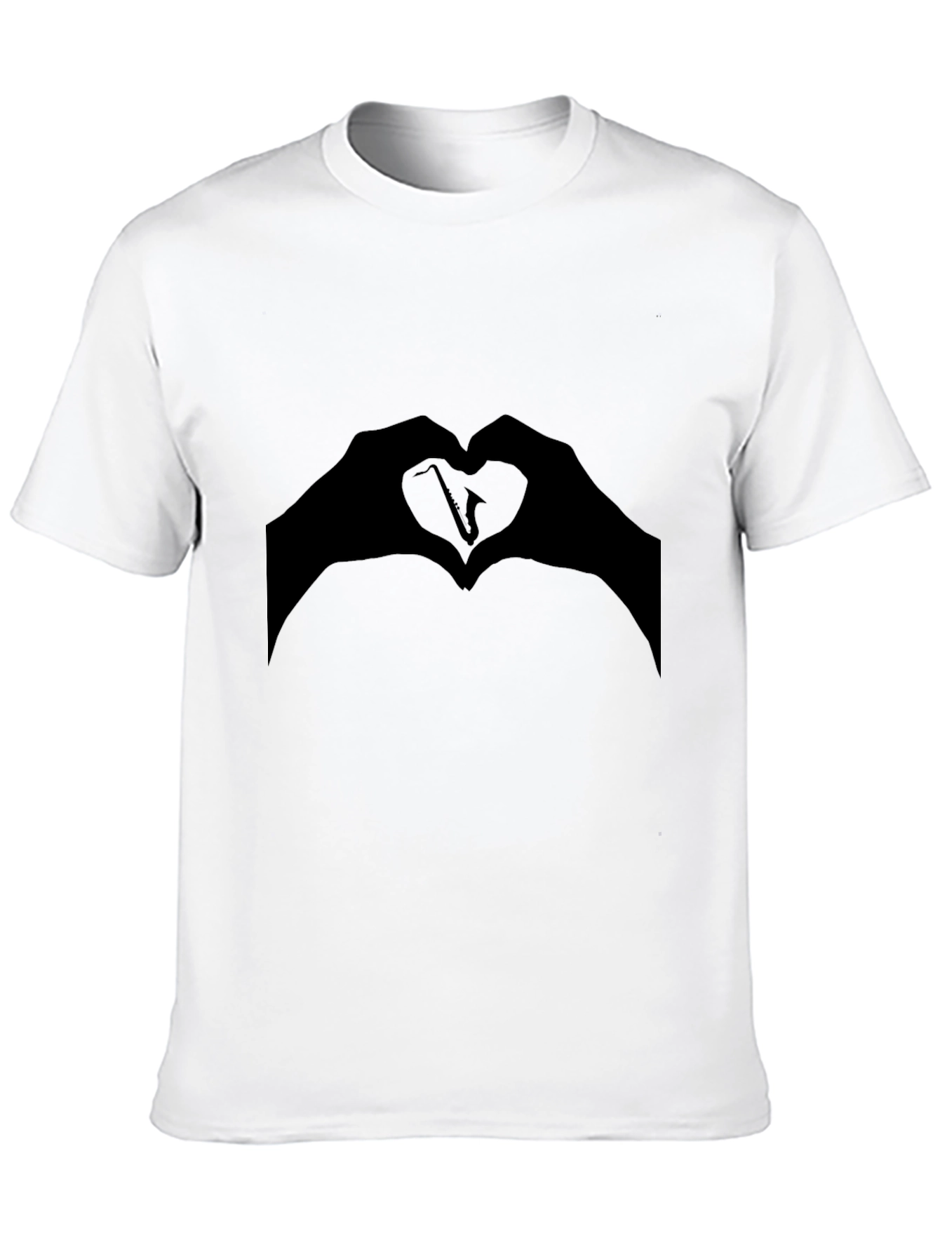 Black Saxophone Heart Hands Graphic T-Shirt view 10