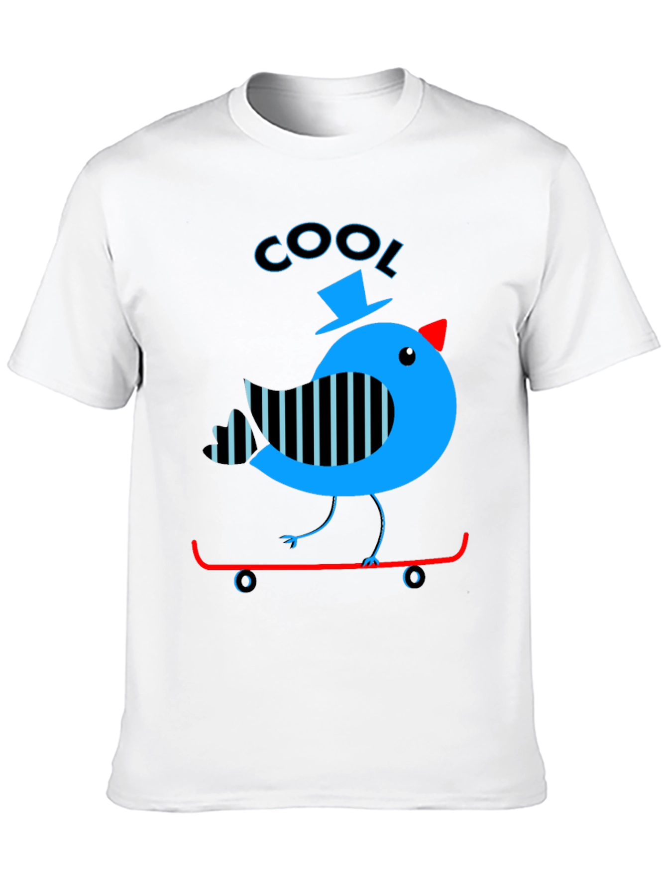 Black Cool Bird on Skateboard Graphic Tee view 10