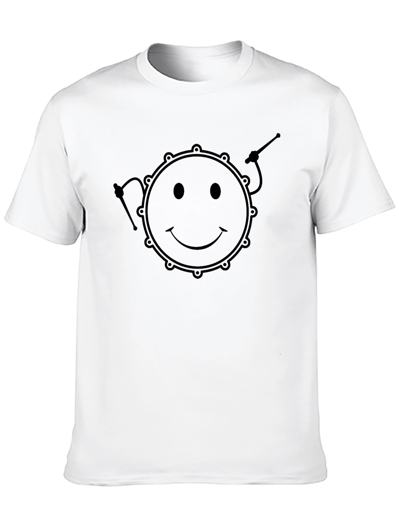 Black Smiley Drum Graphic Tee - Black Cotton Comfort view 10