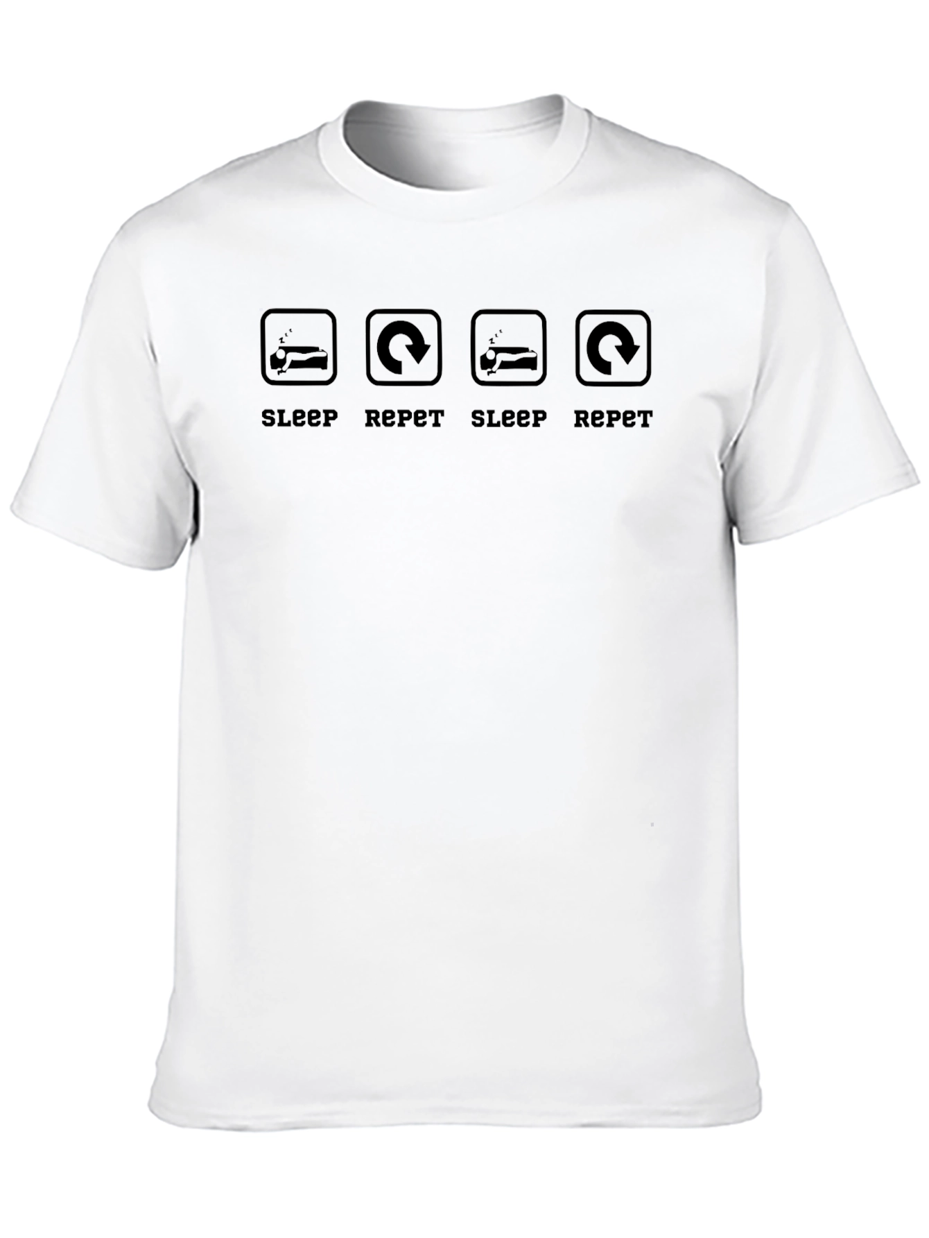 Black Sleep Repeat T-Shirt - Funny Graphic Tee view 10