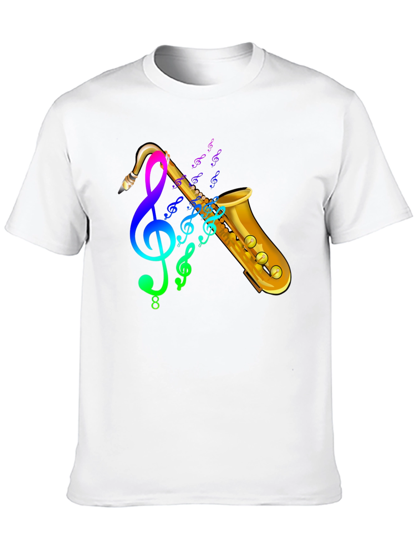 Black Saxophone & Music Notes Graphic Black T-Shirt view 10