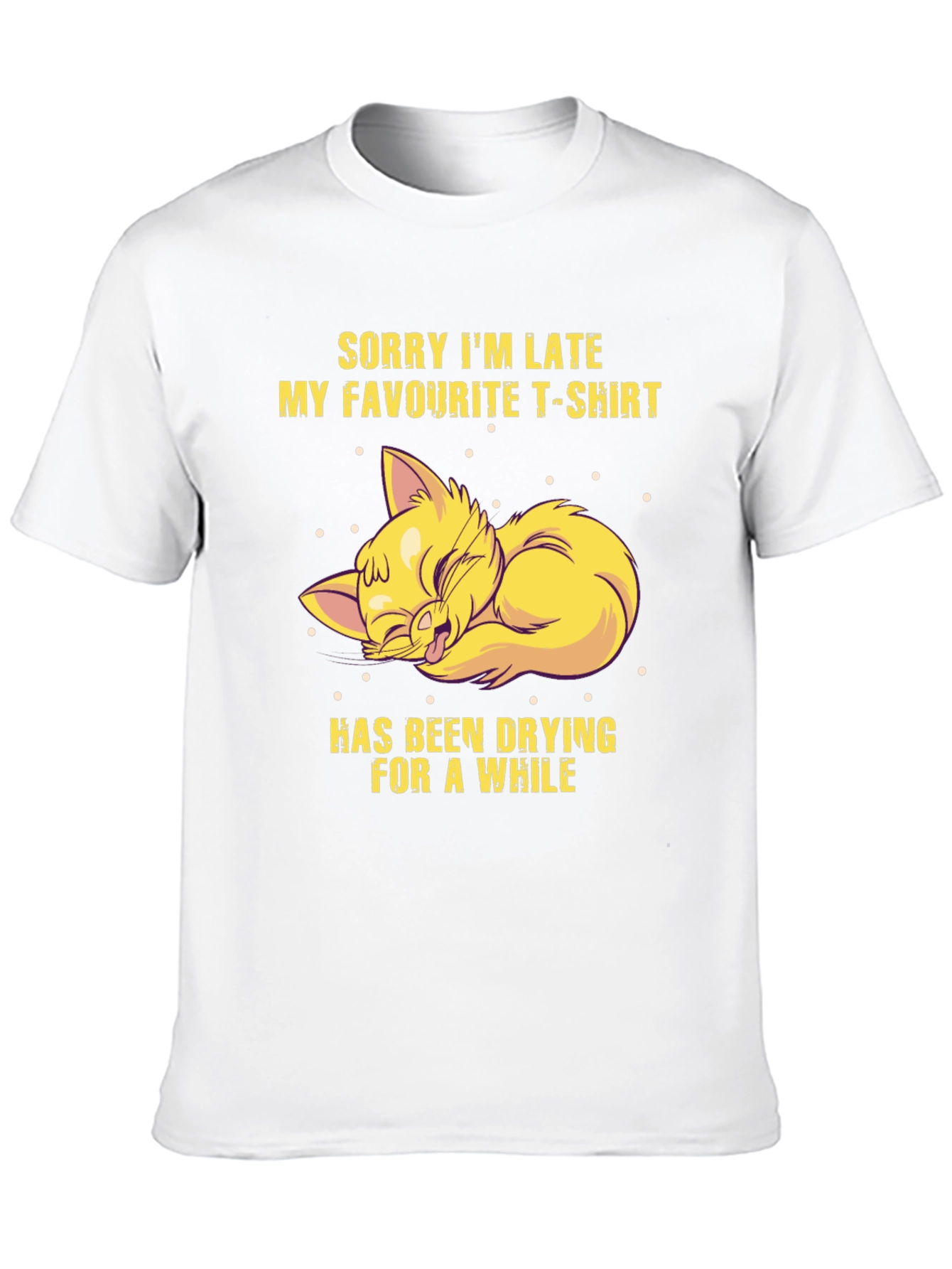 Black Funny Cat T-Shirt - Sorry I'm Late view 10