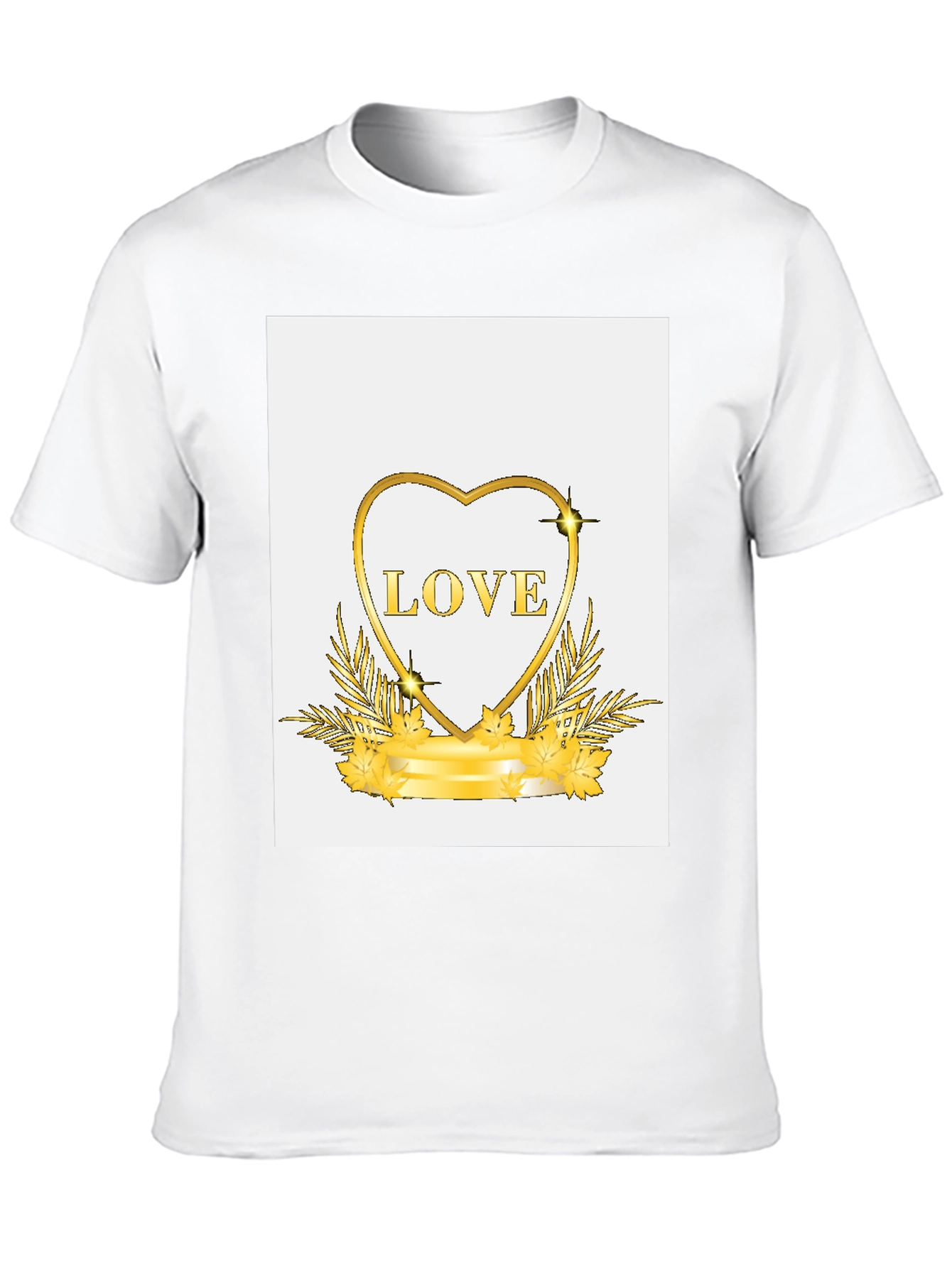 Black Golden Love Heart Graphic Black T-Shirt view 10