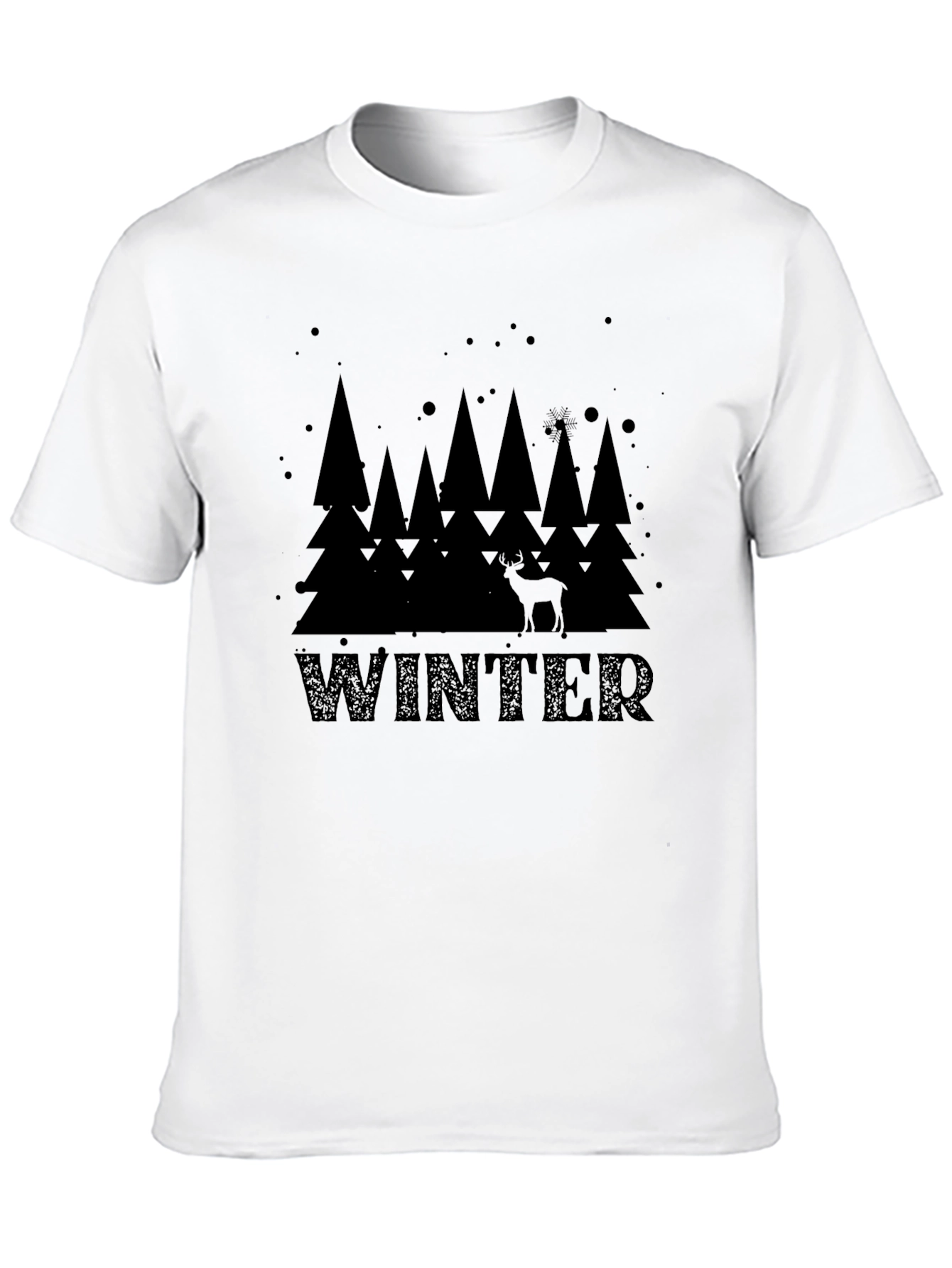 Black Winter Forest Graphic Print T-Shirt view 10