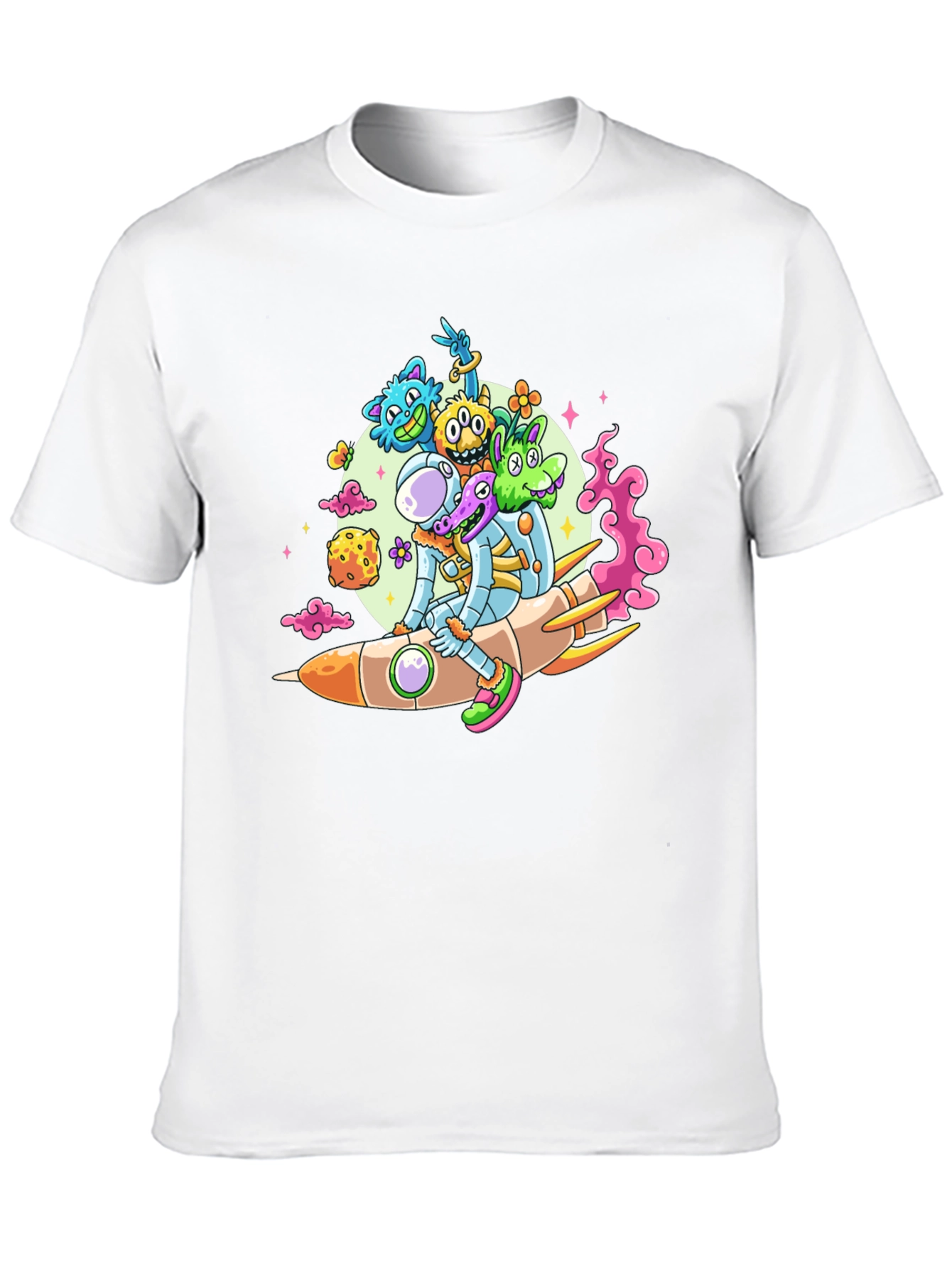 Black Astronaut & Alien Rocket Ride Graphic Tee - Black view 10