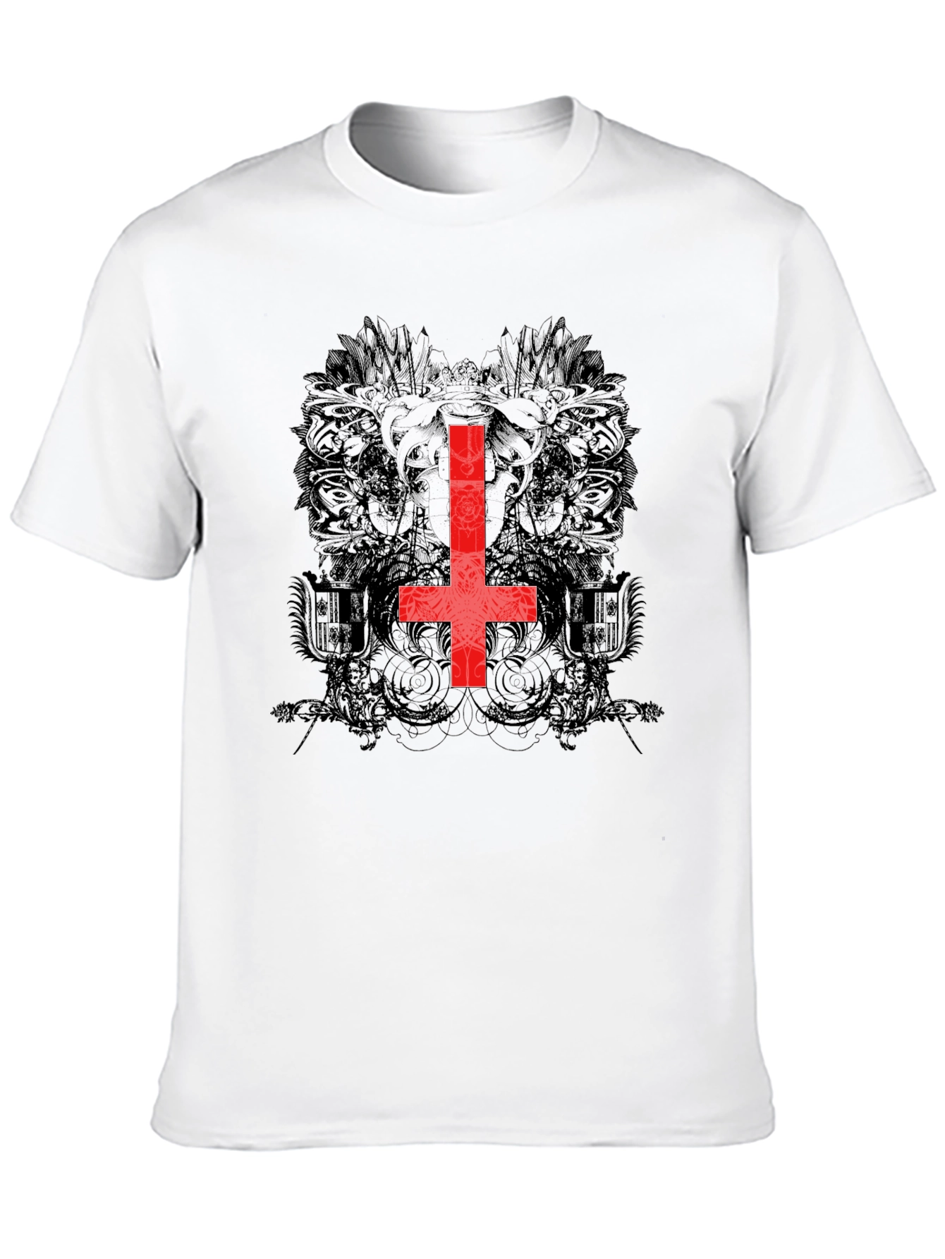 Black Inverted Cross Graphic Tee - Gothic Style view 10