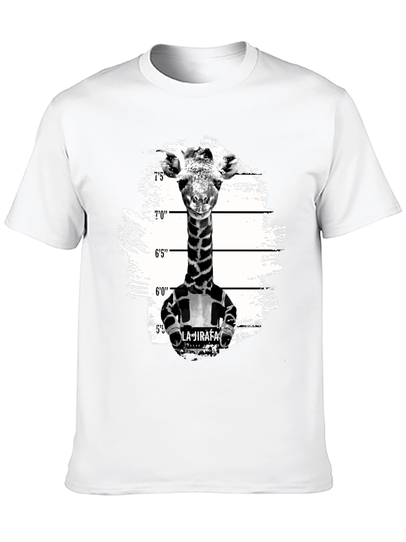 Black Giraffe Mugshot Graphic T-Shirt - Funny Animal Tee view 10