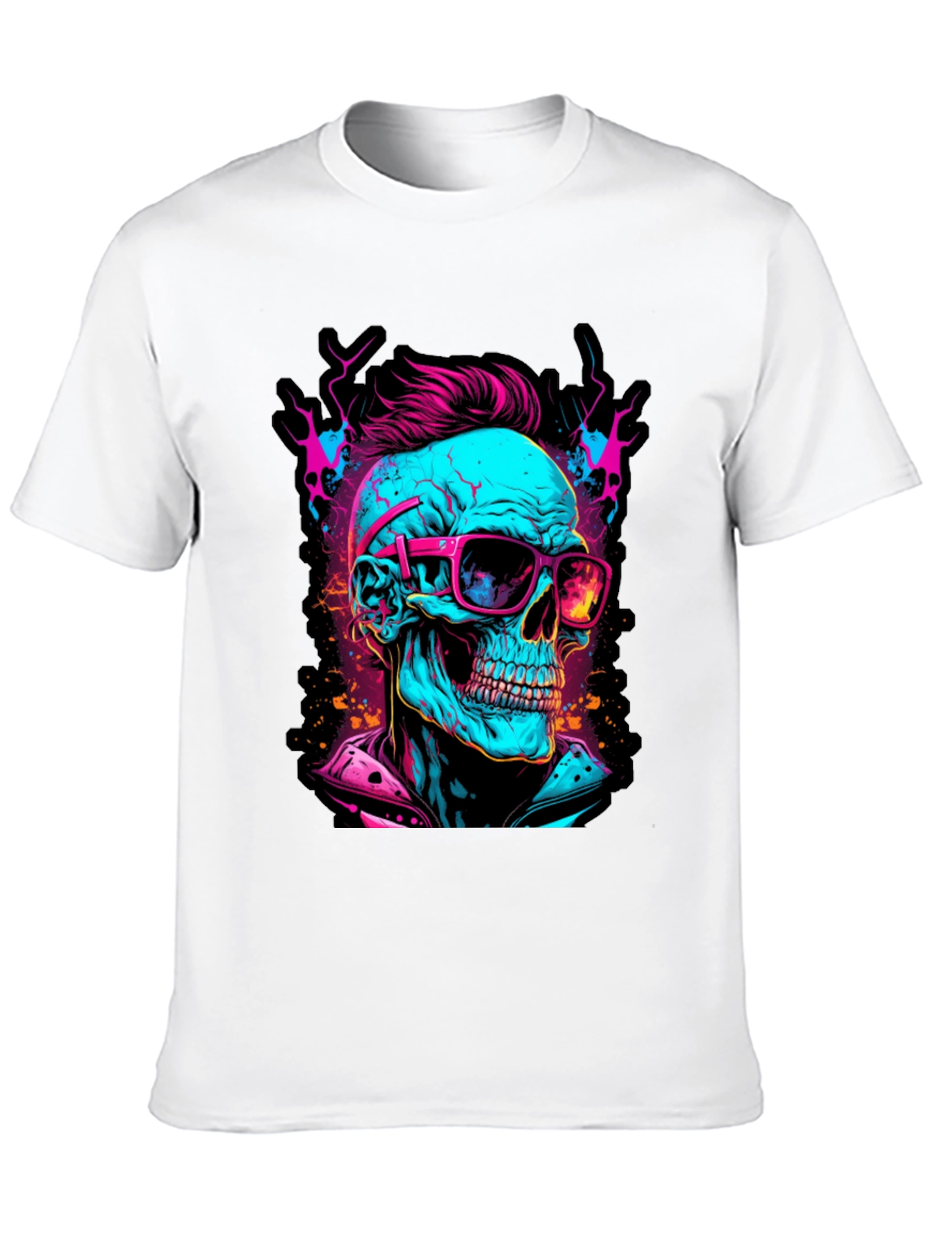 Black Neon Skull Graphic T-Shirt view 10