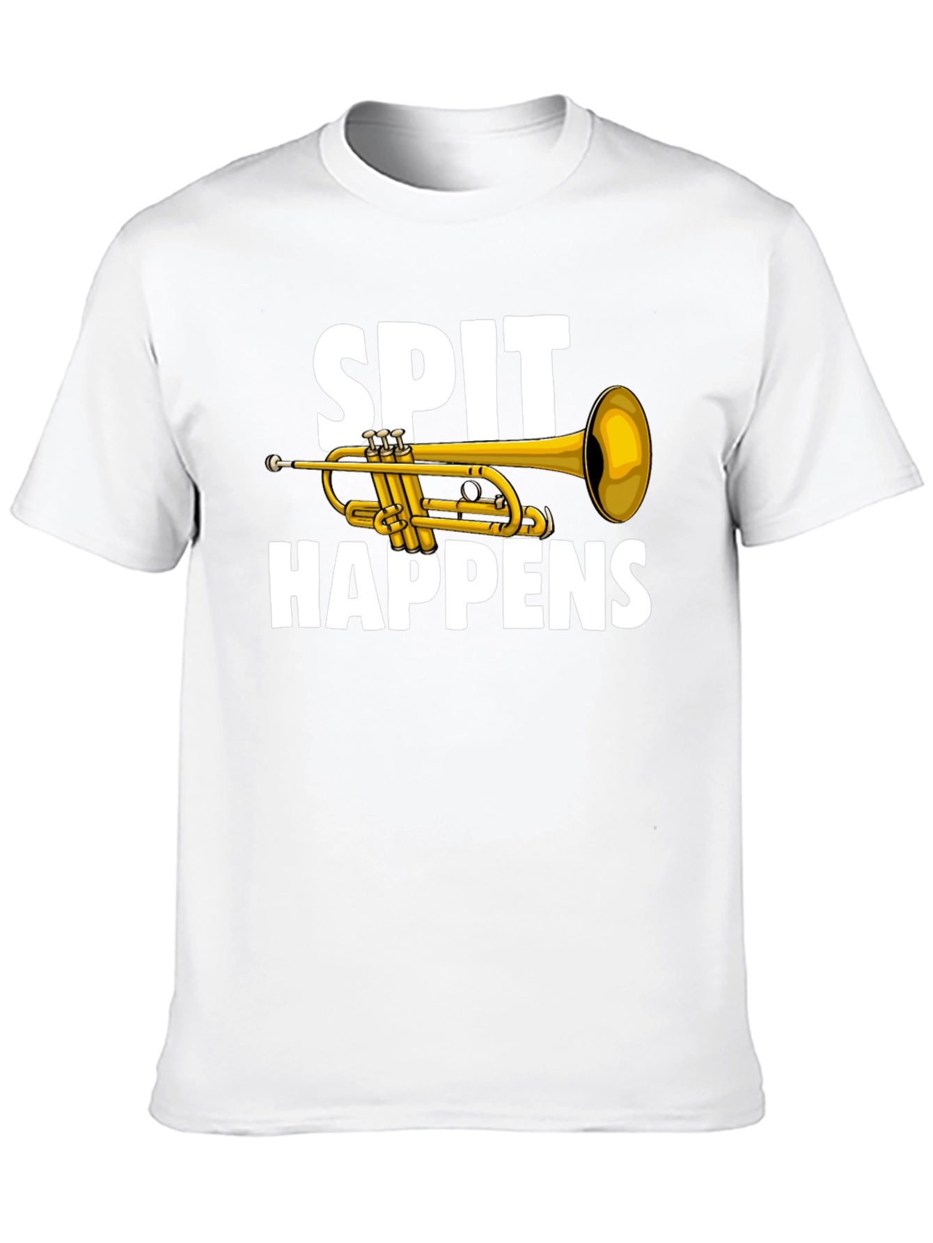 Black Spit Happens Trumpet T-Shirt - Musician Humor view 10