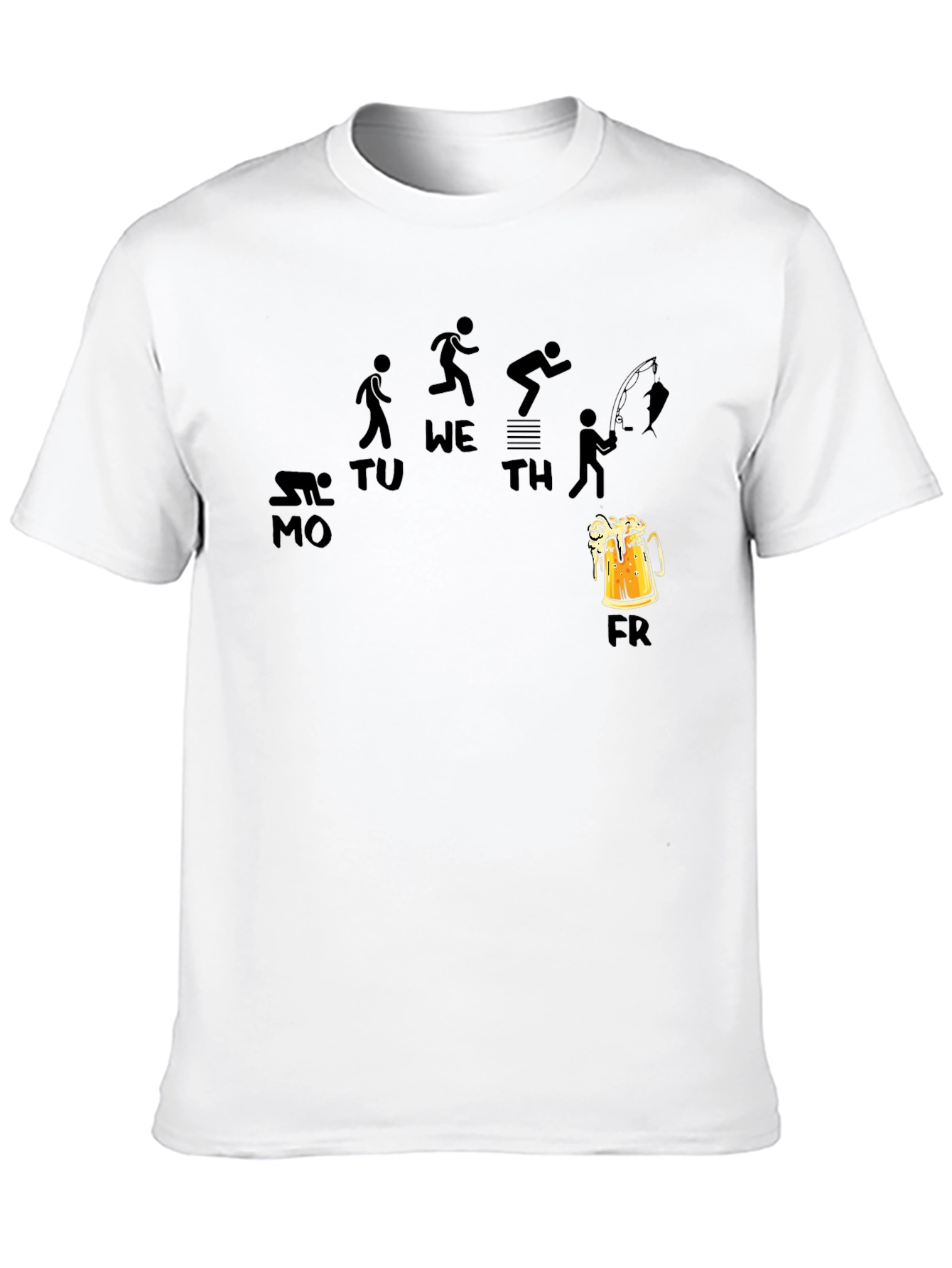 Black Funny Weekday Progression Black T-Shirt view 10