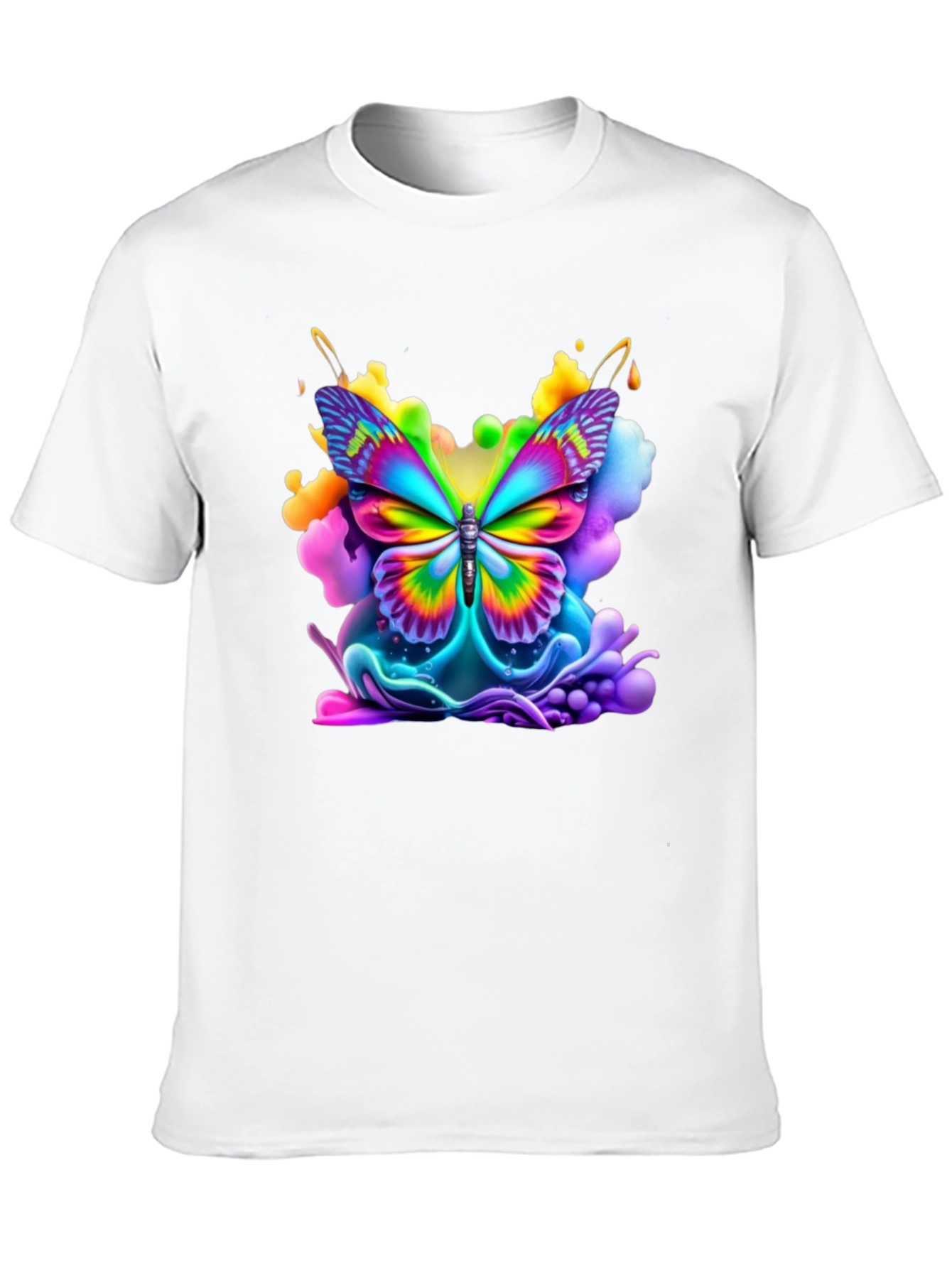Black Vibrant Butterfly Graphic Tee - Black Cotton Comfort view 10