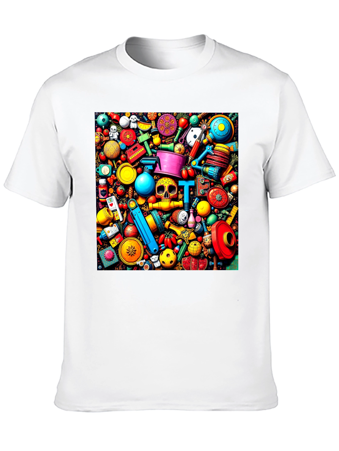 Black Colorful Doodles T-Shirt view 10