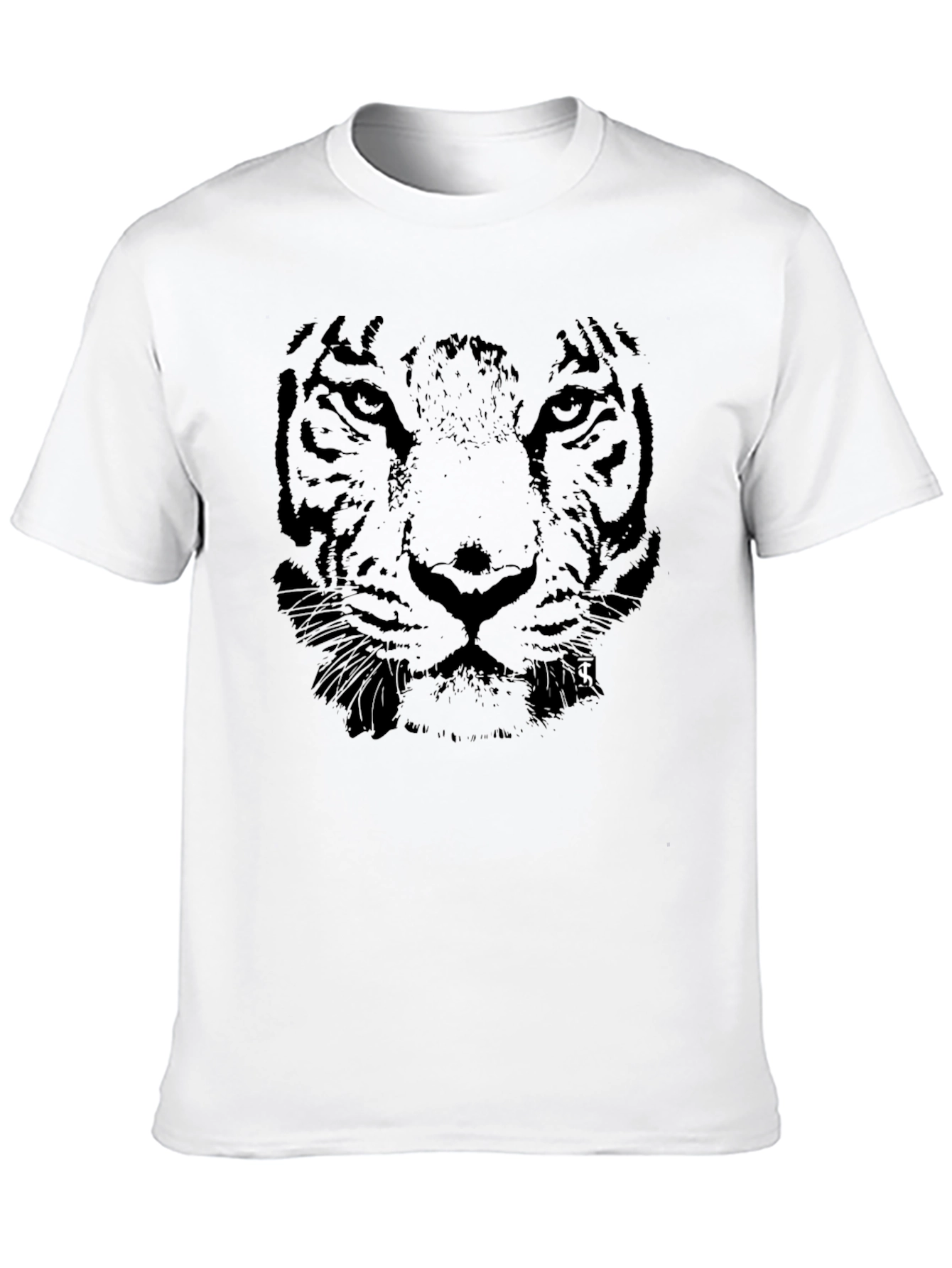 Black Tiger Face Graphic Black T-Shirt view 10