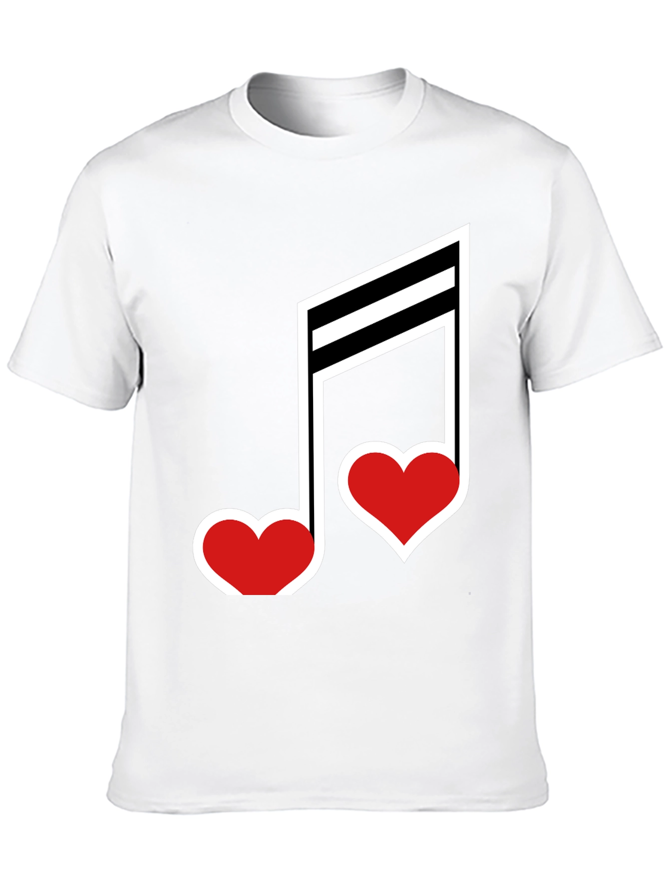 Black Musical Heart Note Graphic Tee - Black Cotton T-Shirt view 10