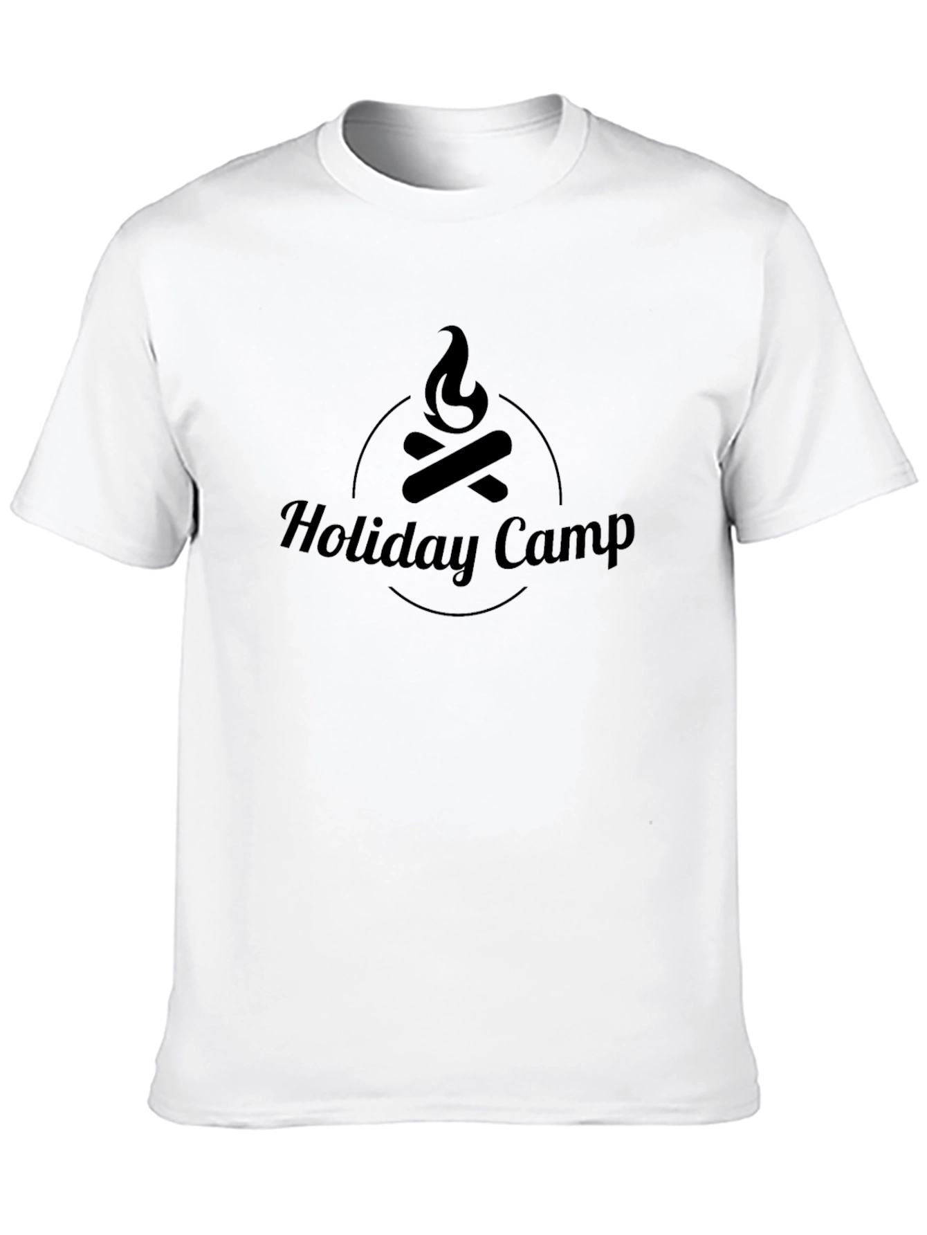 Black Holiday Camp T-Shirt - Black Campfire Design view 10