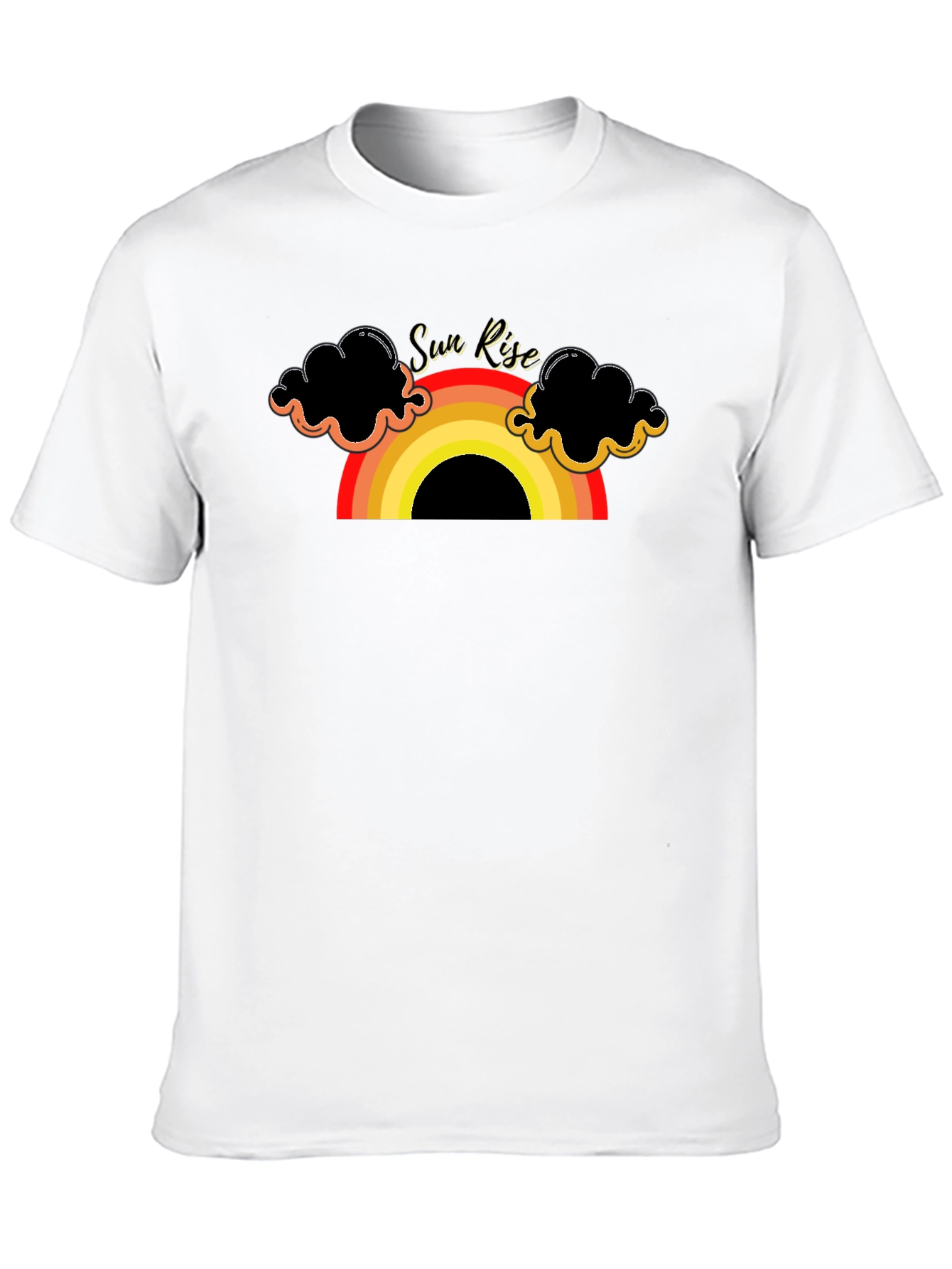 Black Sunrise Rainbow Graphic Tee - Black Cotton T-Shirt view 10