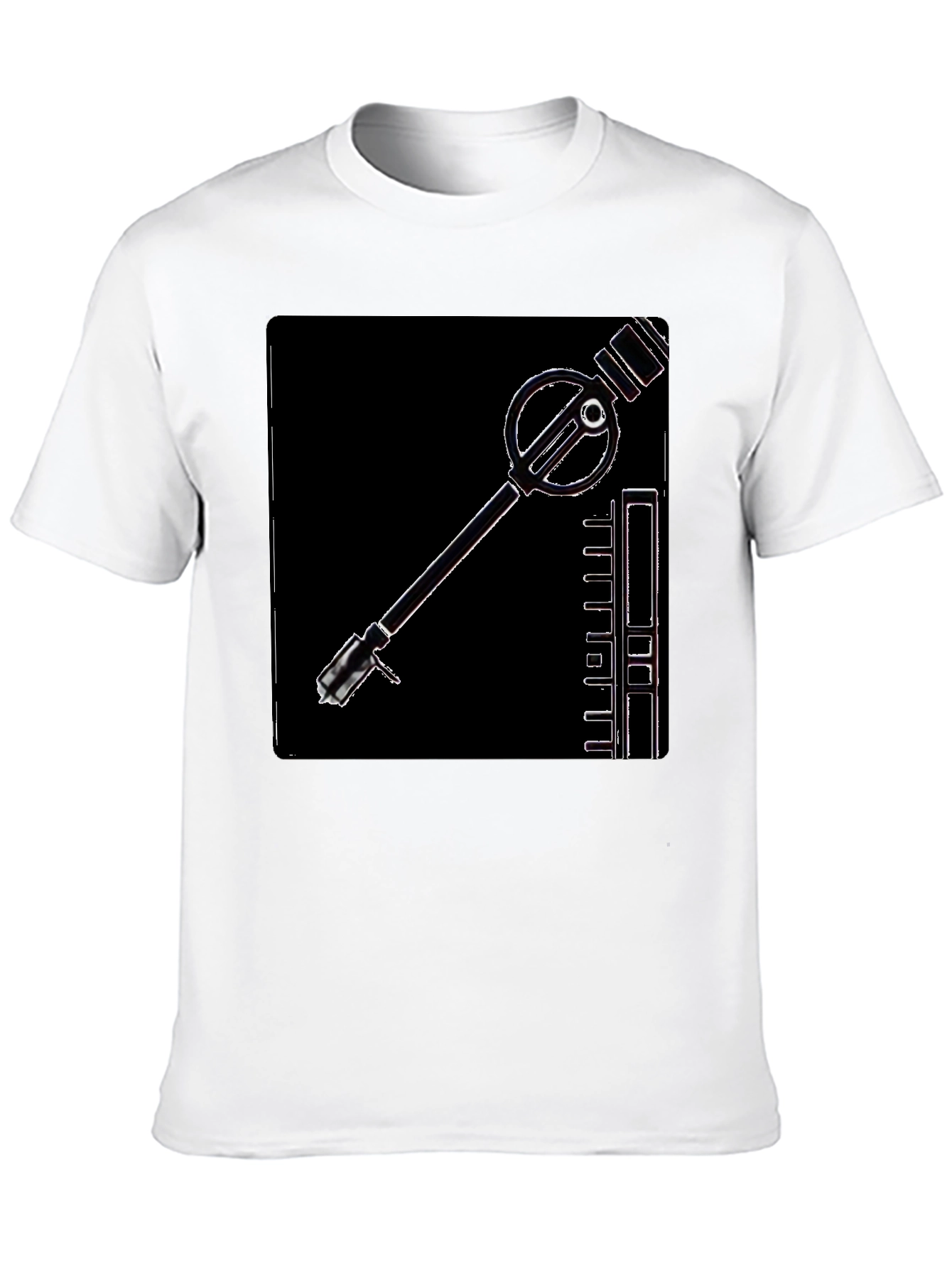 Black Retro Sci-Fi Gadget Graphic Tee - Black Cotton T-Shirt view 10