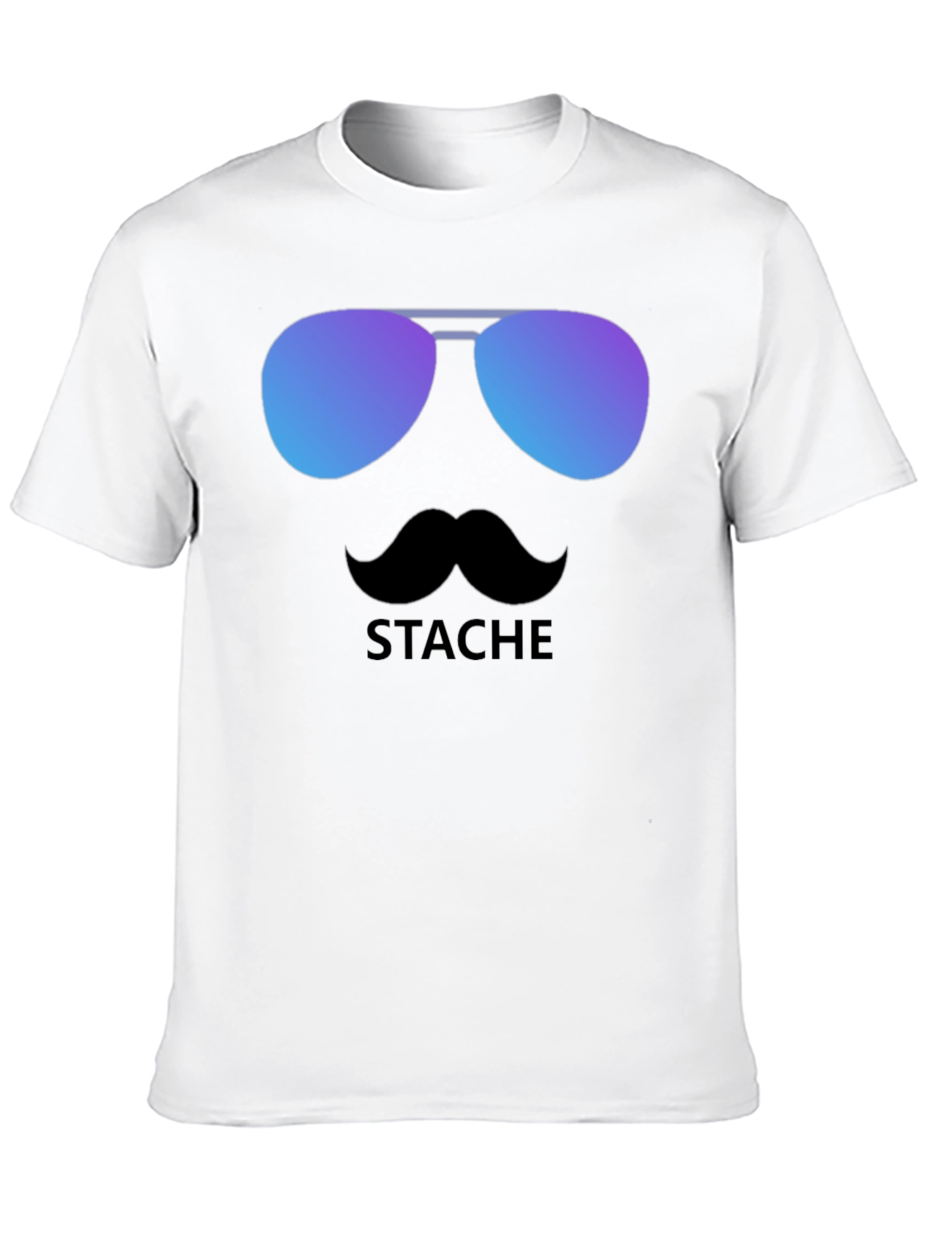 Black Cool Stache T-Shirt - Sunglasses & Moustache Graphic Tee view 10