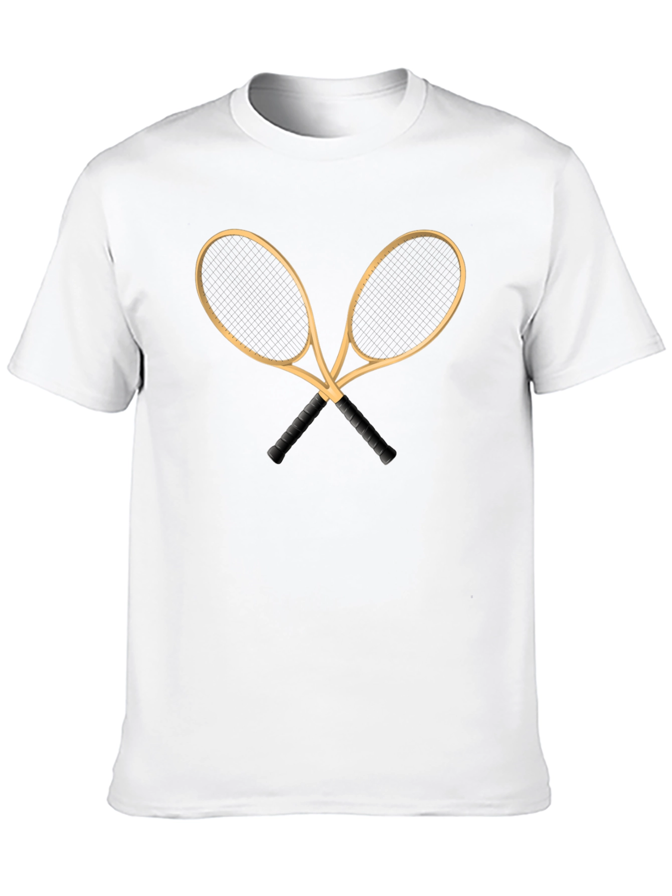 Black Tennis Rackets Graphic T-Shirt - Classic Crossed Racquets Design view 10