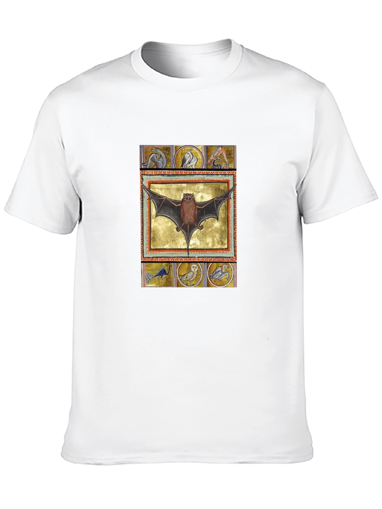 Black Medieval Bat Art T-Shirt - Unique Graphic Tee view 10