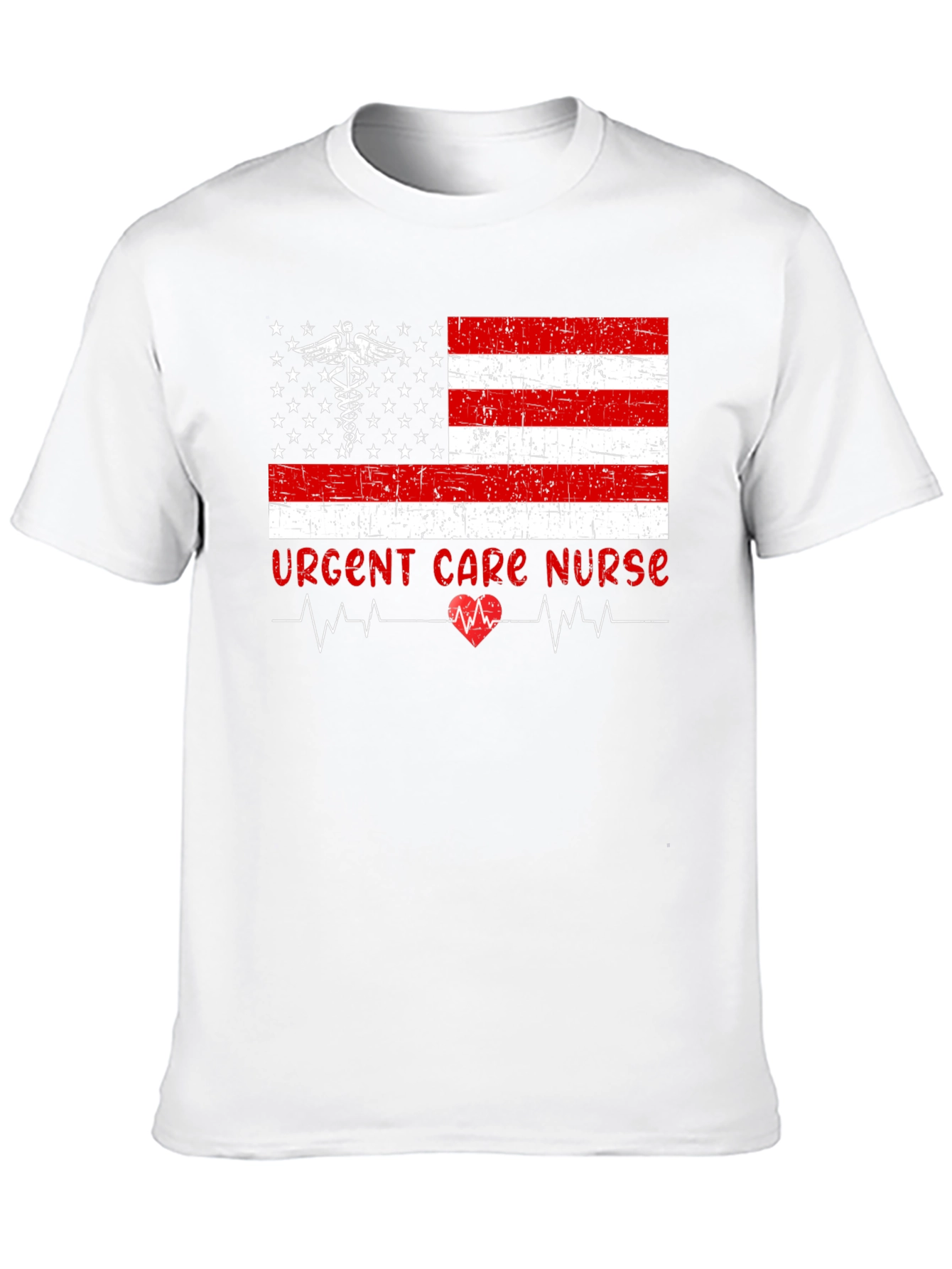 Black Urgent Care Nurse American Flag T-Shirt view 10