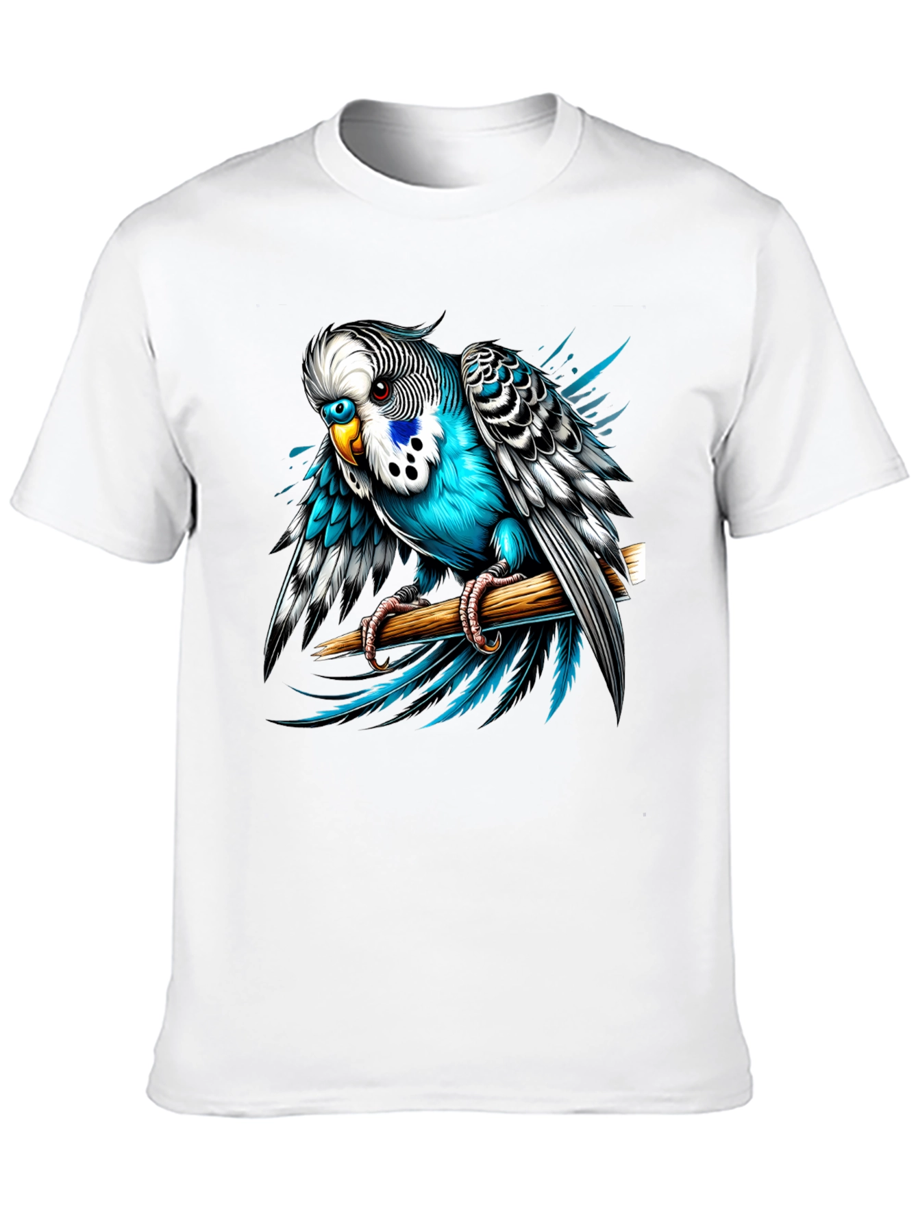 Black Blue Budgie Bird T-Shirt - Unique Graphic Tee view 10