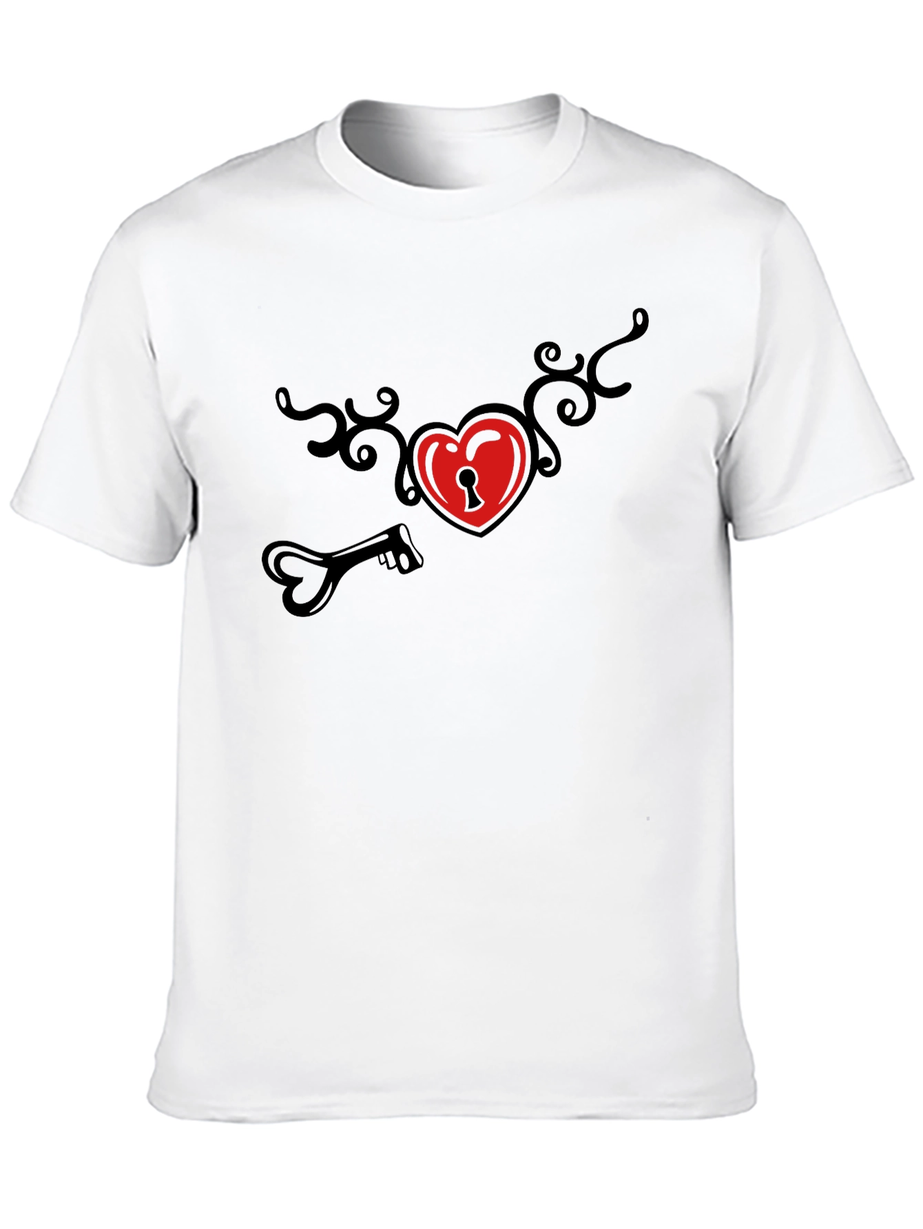 Black Heart Lock & Key Graphic Tee - Black view 10