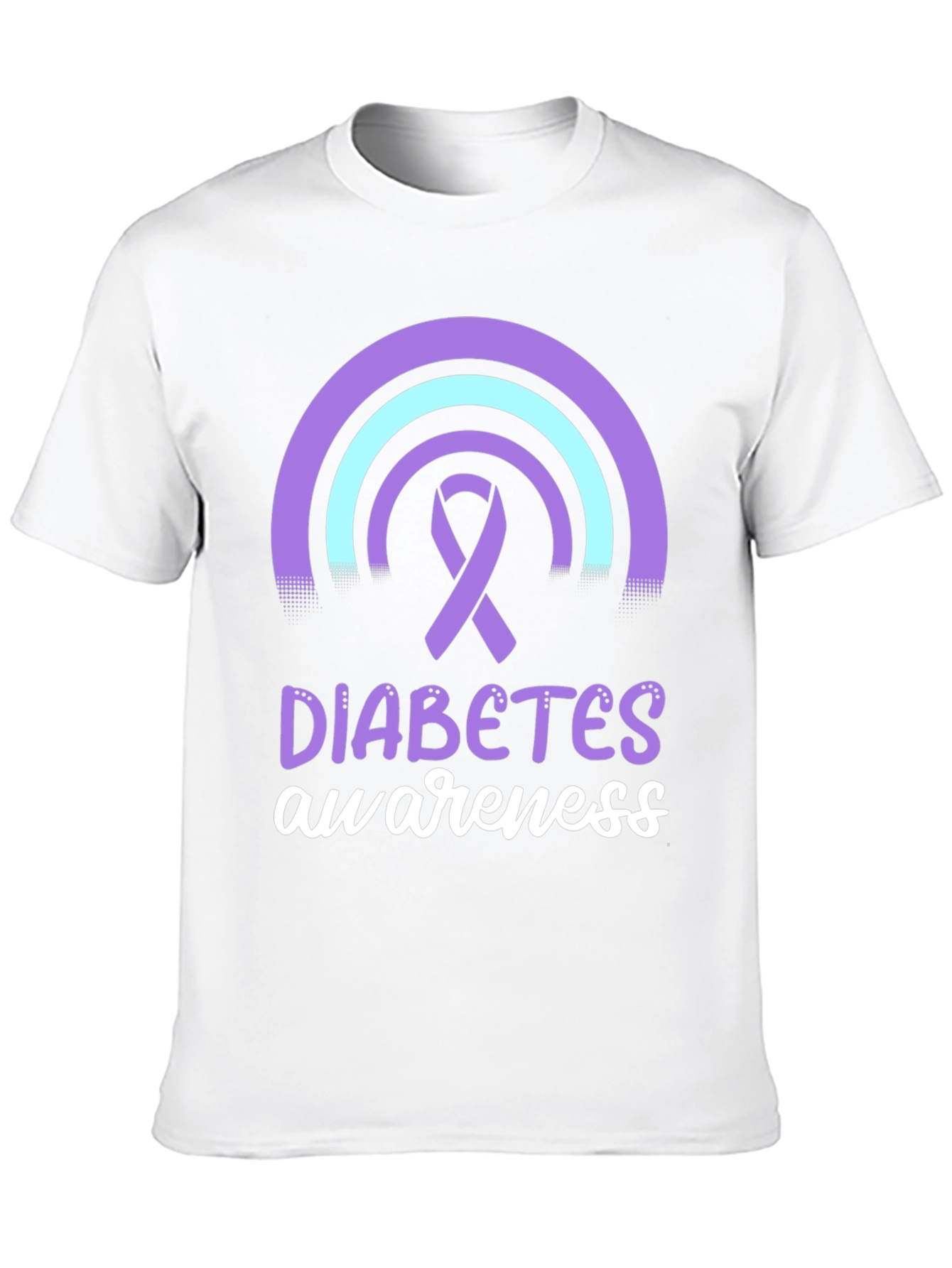 Black Diabetes Awareness T-Shirt Ribbon Rainbow Design view 10