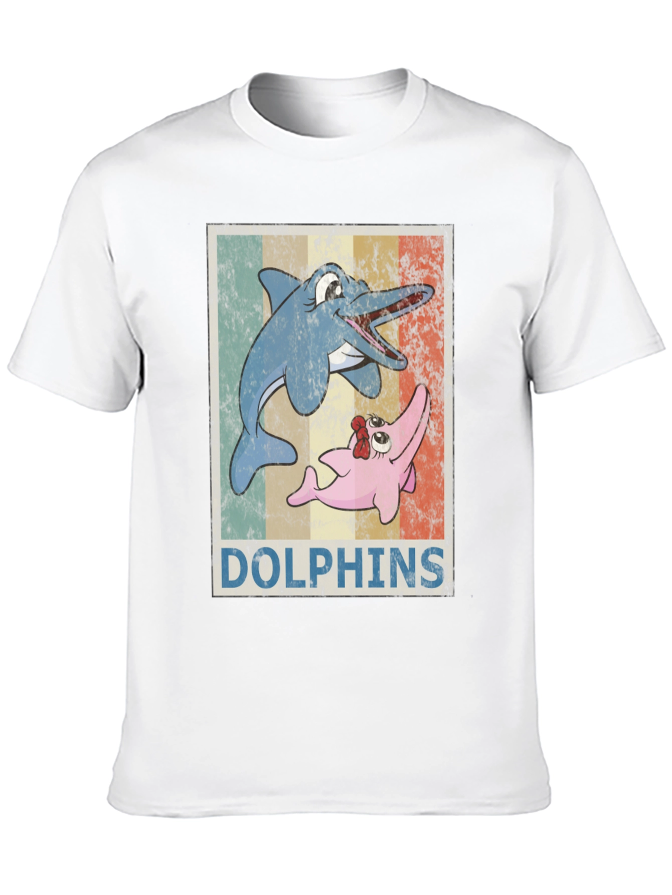 Black Retro Dolphin Cartoon T-Shirt view 10
