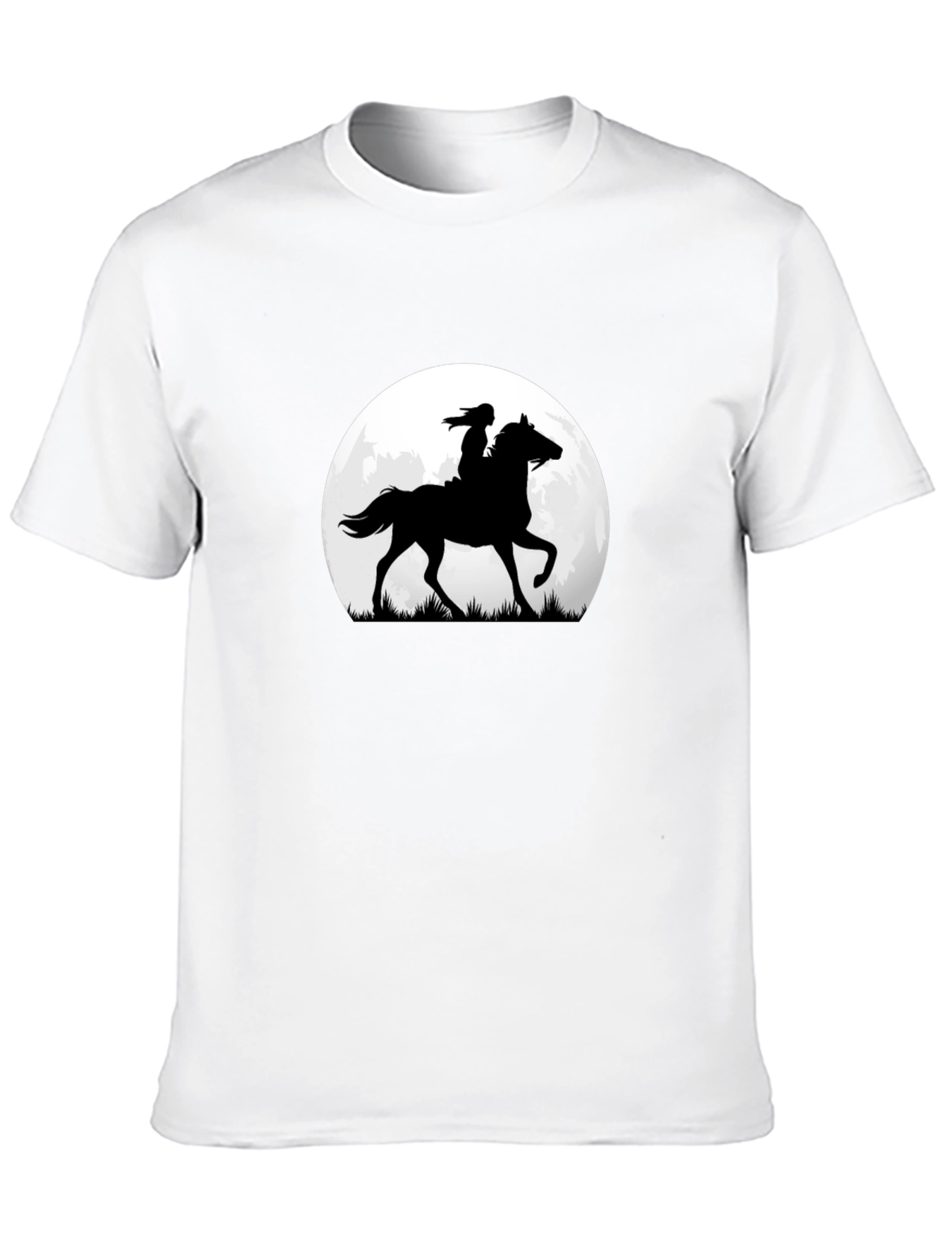 Black Horse & Rider Silhouette Moon Graphic Tee view 10