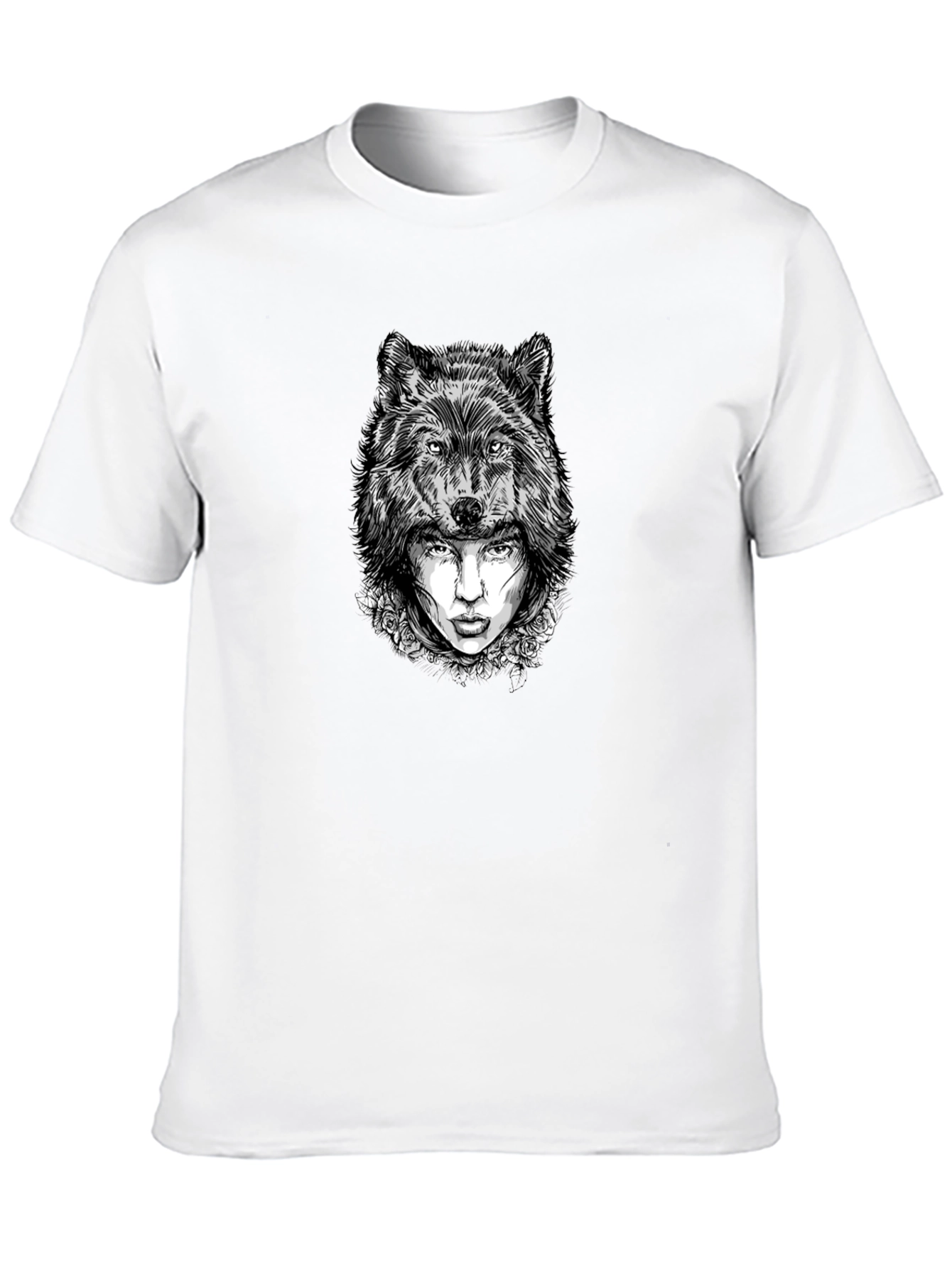 Black Wolf Woman Graphic Tee - Stylish Black T-Shirt view 10