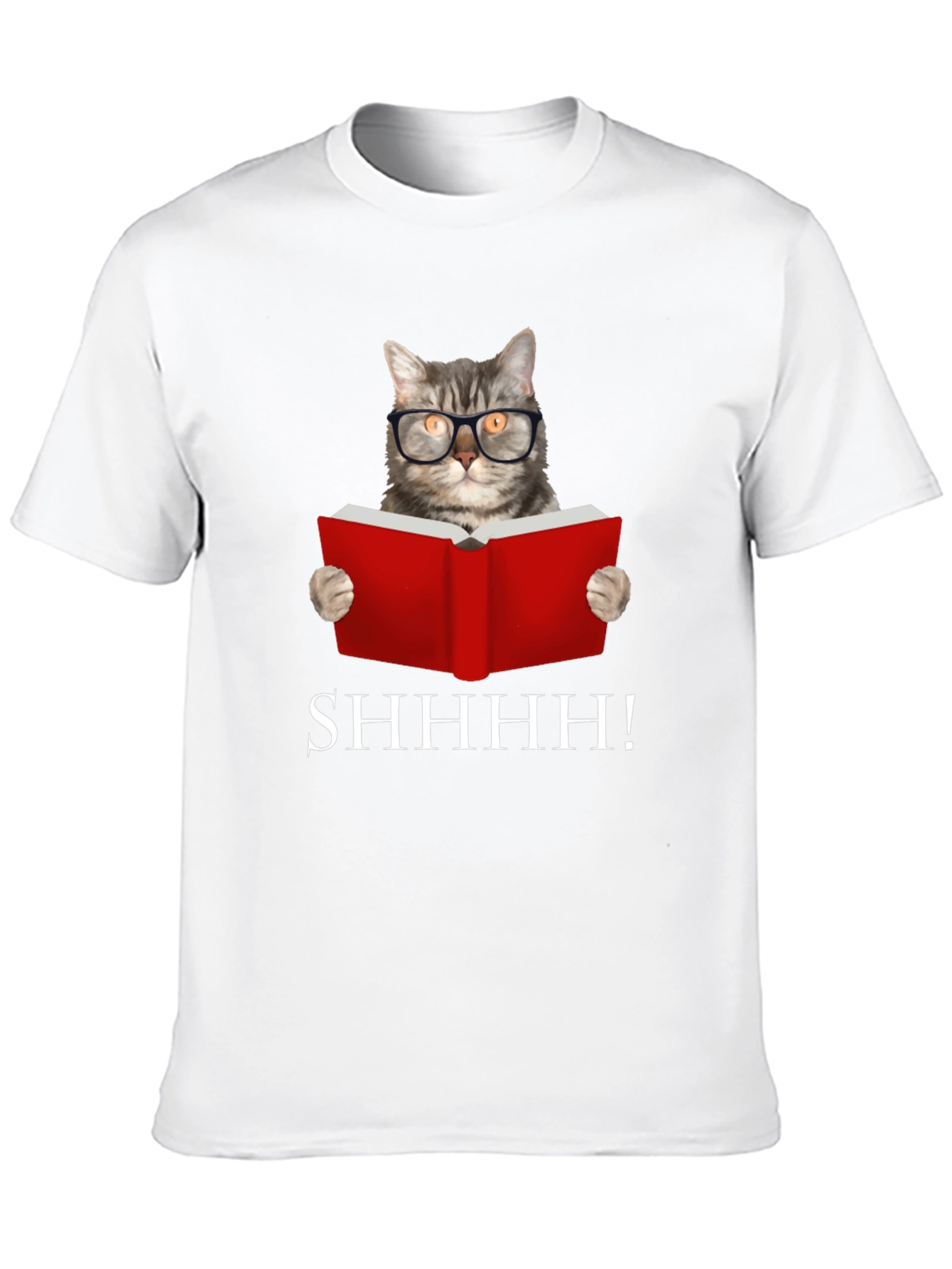 Black Shhh! Cat Reading Book Graphic Tee - Black view 10