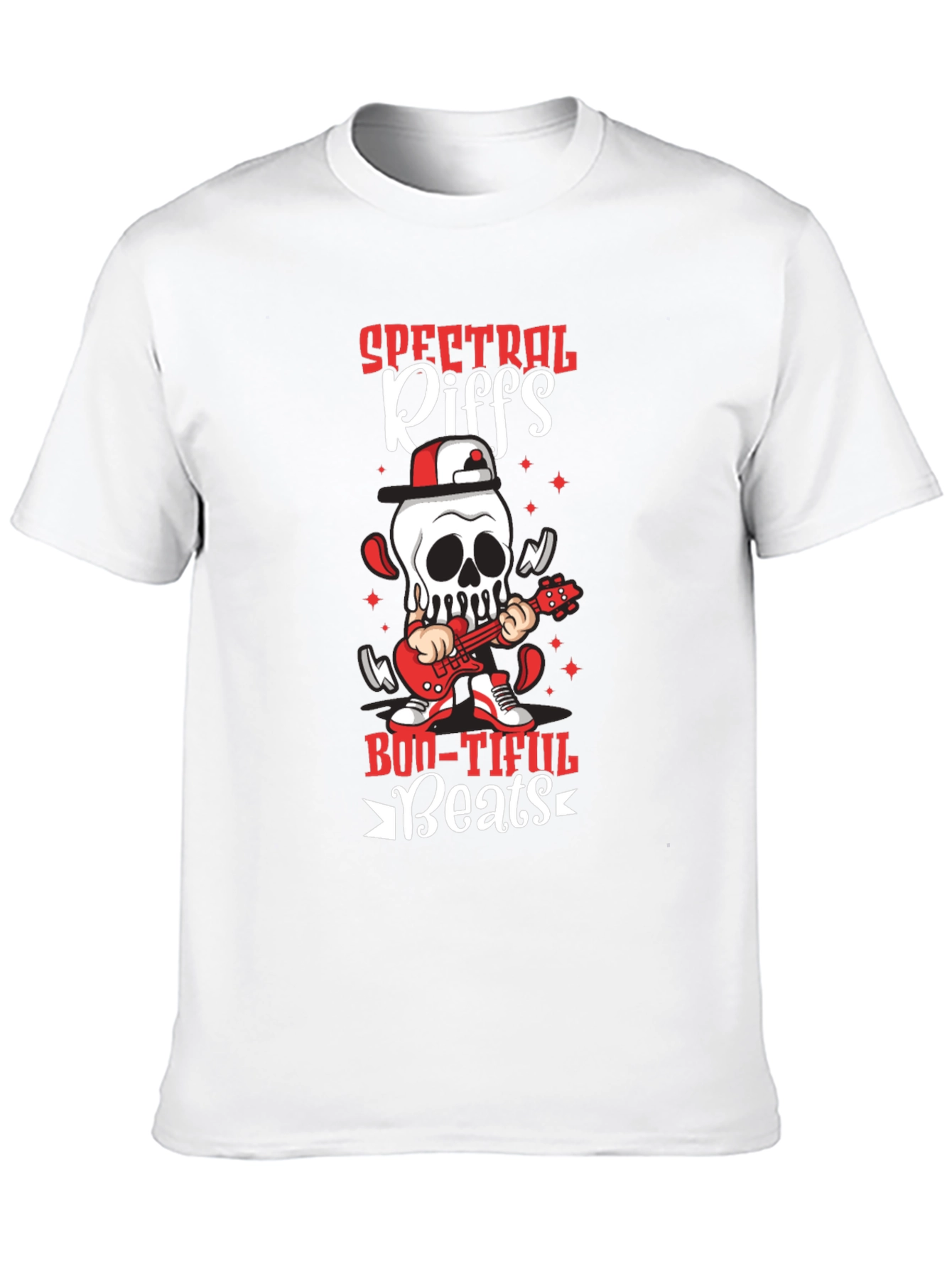 Black Spectral Riffs Boo-Tiful Beats T-Shirt - Rocking Skeleton view 10