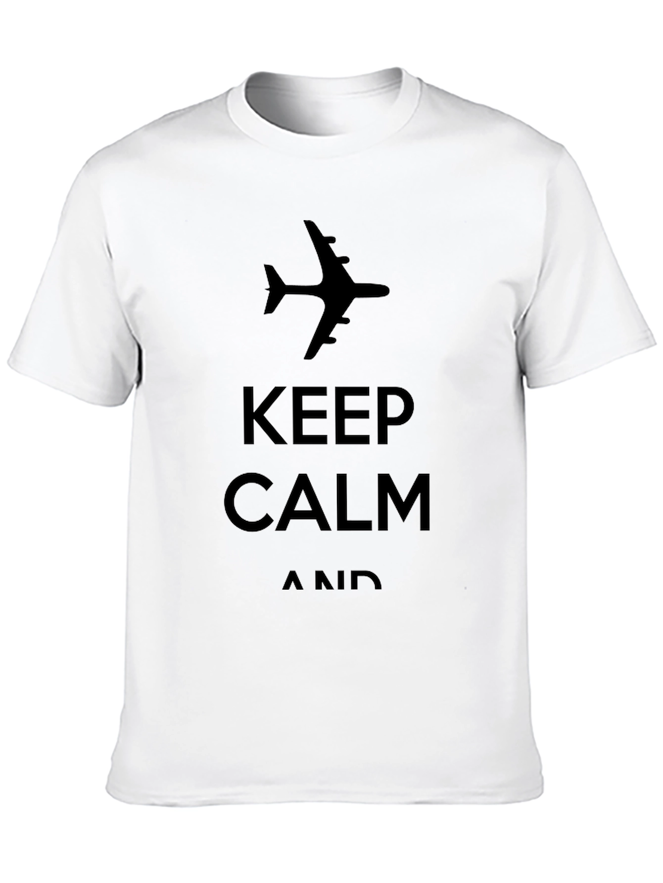 Black Keep Calm Airplane T-Shirt - Black Casual Tee view 10